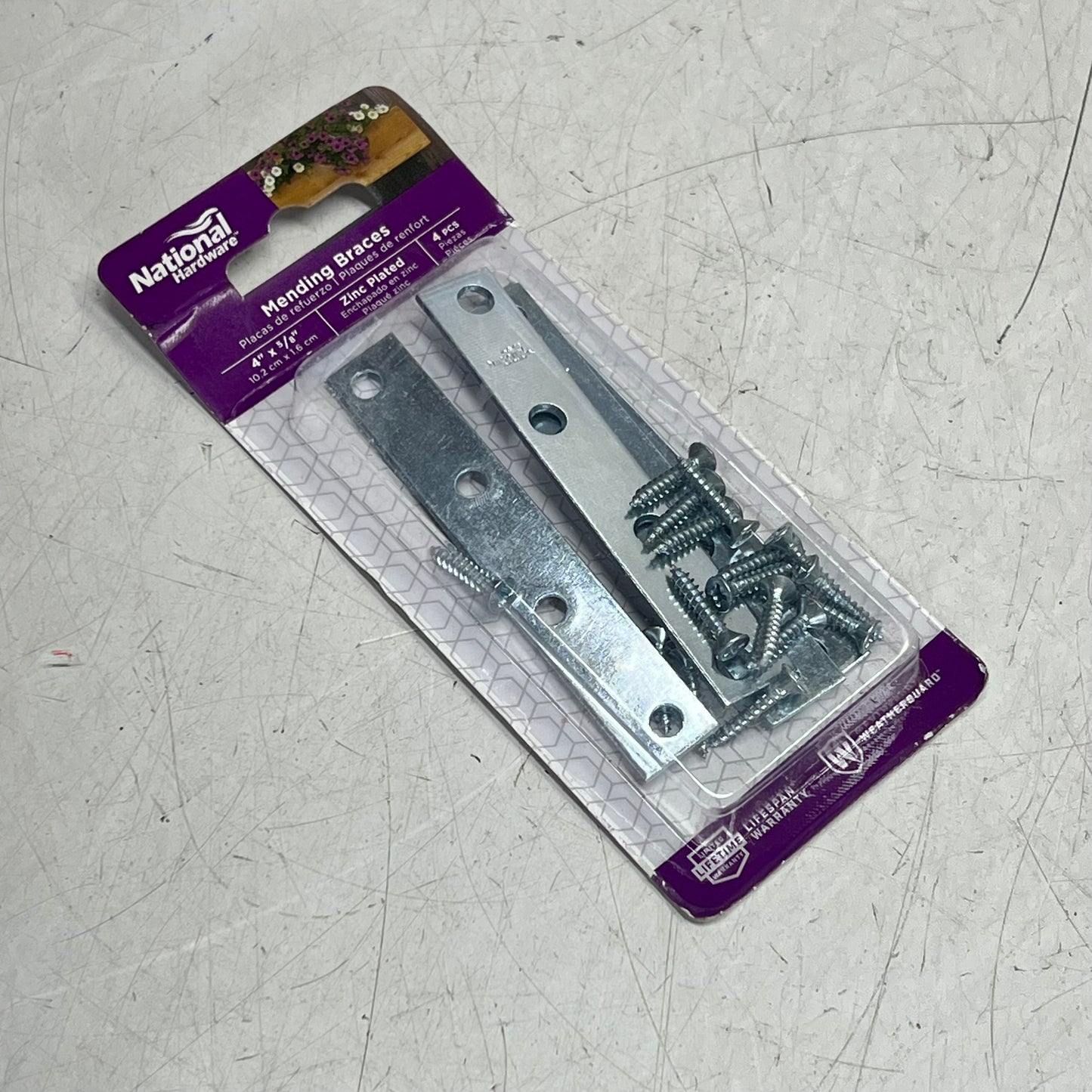 NATIONAL HARDWARE (3 PACK, 4 EACH) Mending Braces 4x5/8" Zinc Finish N114-405