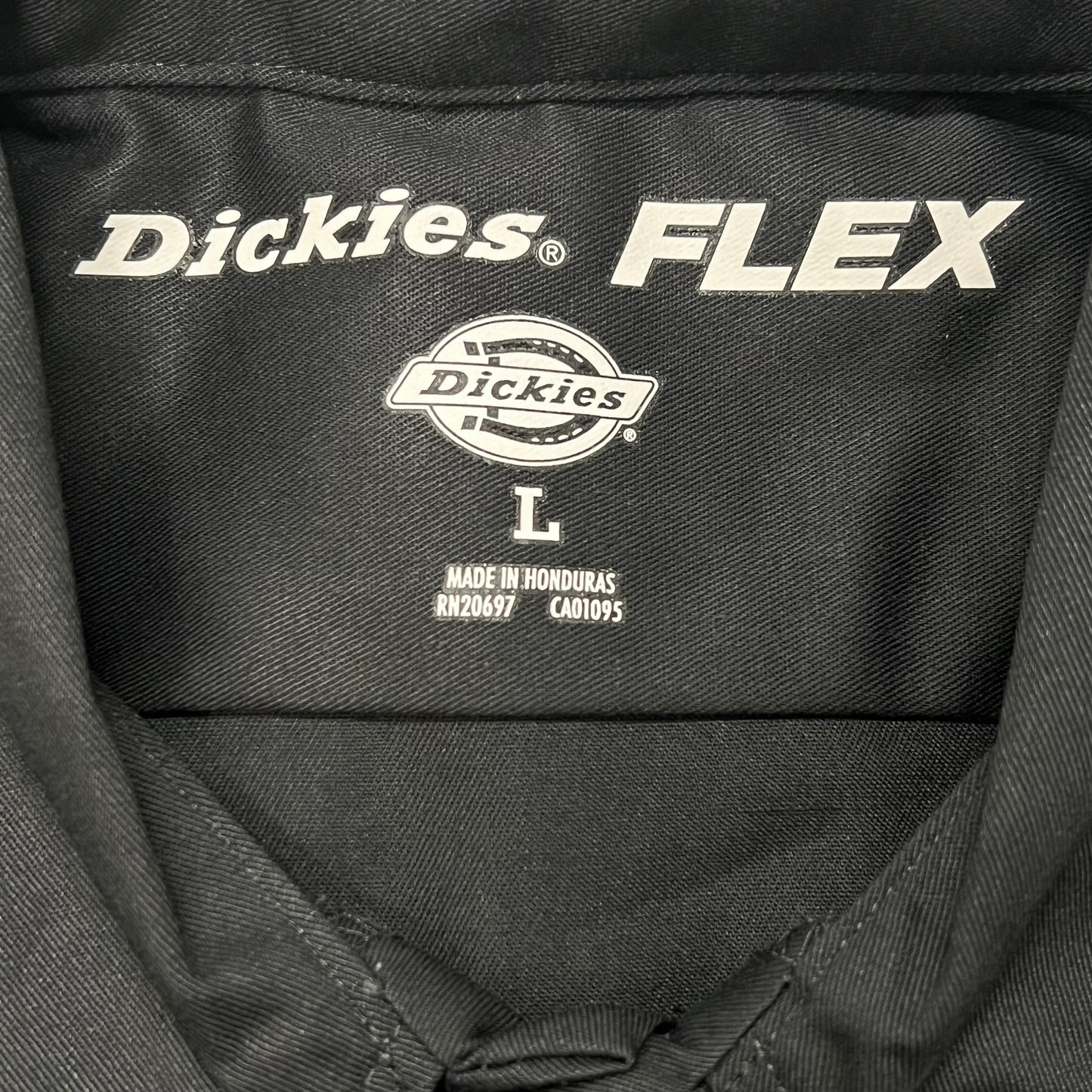 DICKIES FLEX Relaxed Fit Button Short Sleeve Work Shirt Men's Sz L Black WS675BK