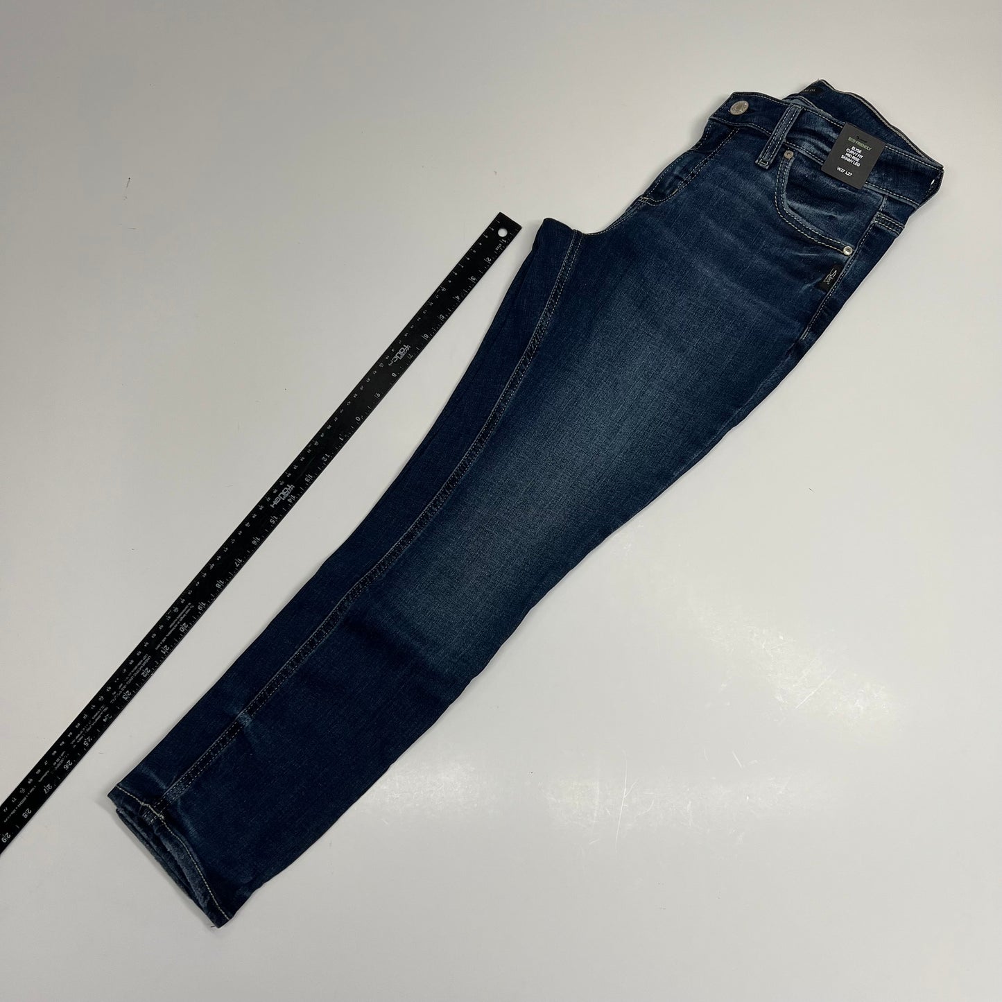 SILVER JEANS CO Elyse Curvy Fit Mid Rise Skinny Leg Jean Womens Sz 27/27 Indigo