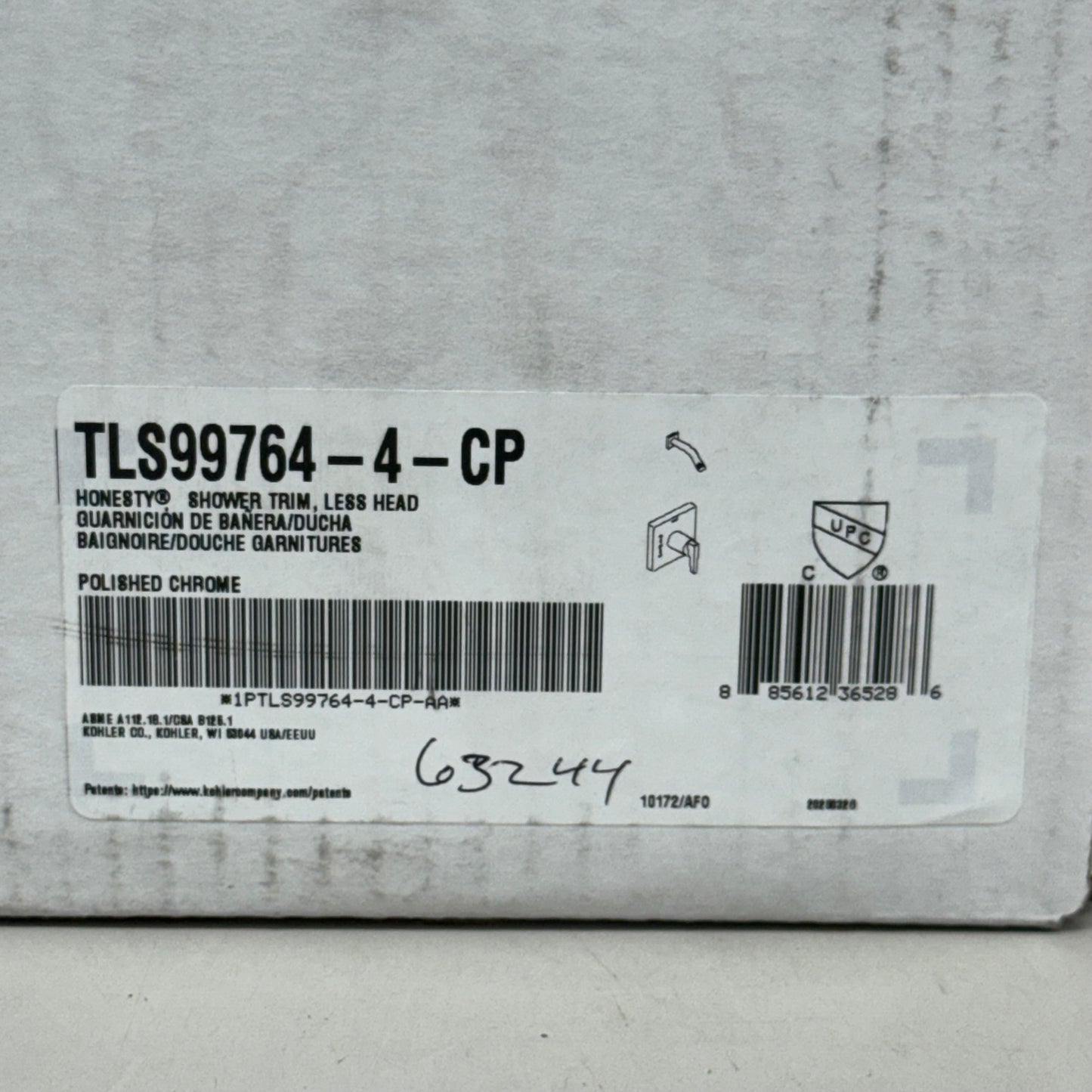 KOHLER Honesty Shower Trim Less Head Single Handle Polished Chrome TLS99764-4-CP