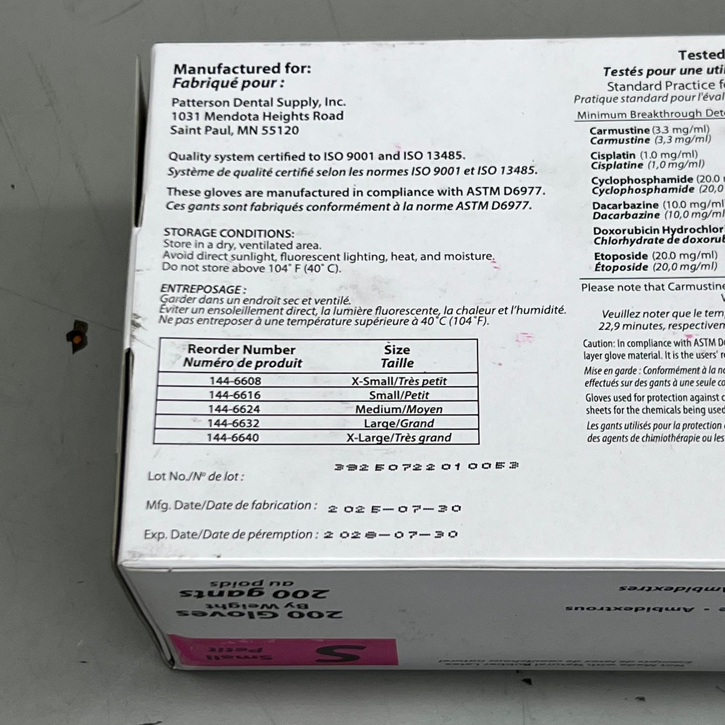 PATTERSON Chloroprene Examination Gloves Small/Petit Pink