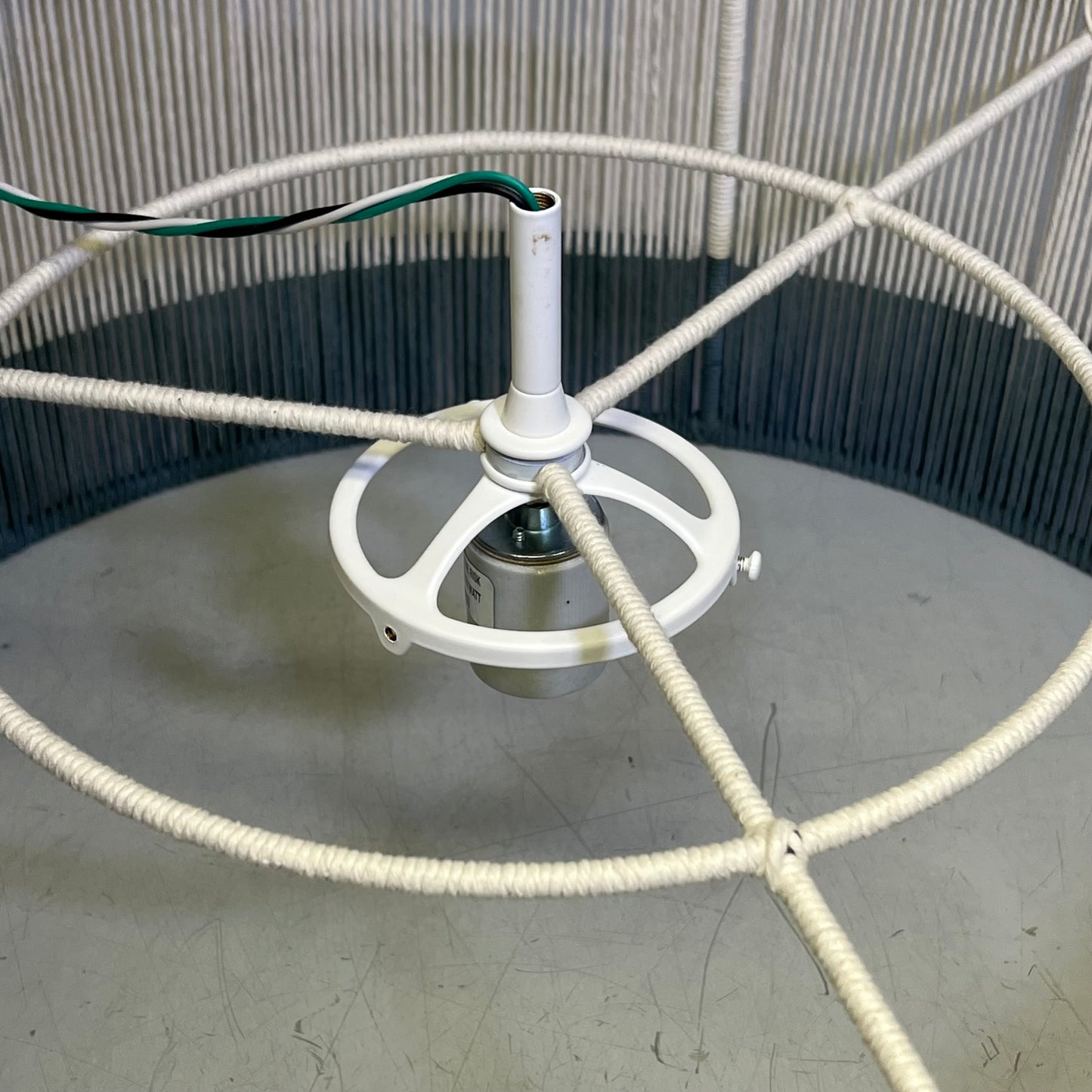 Natural String Wrapped Ceiling Fixture Lighting 24" x 9" Evergreen/White C-258