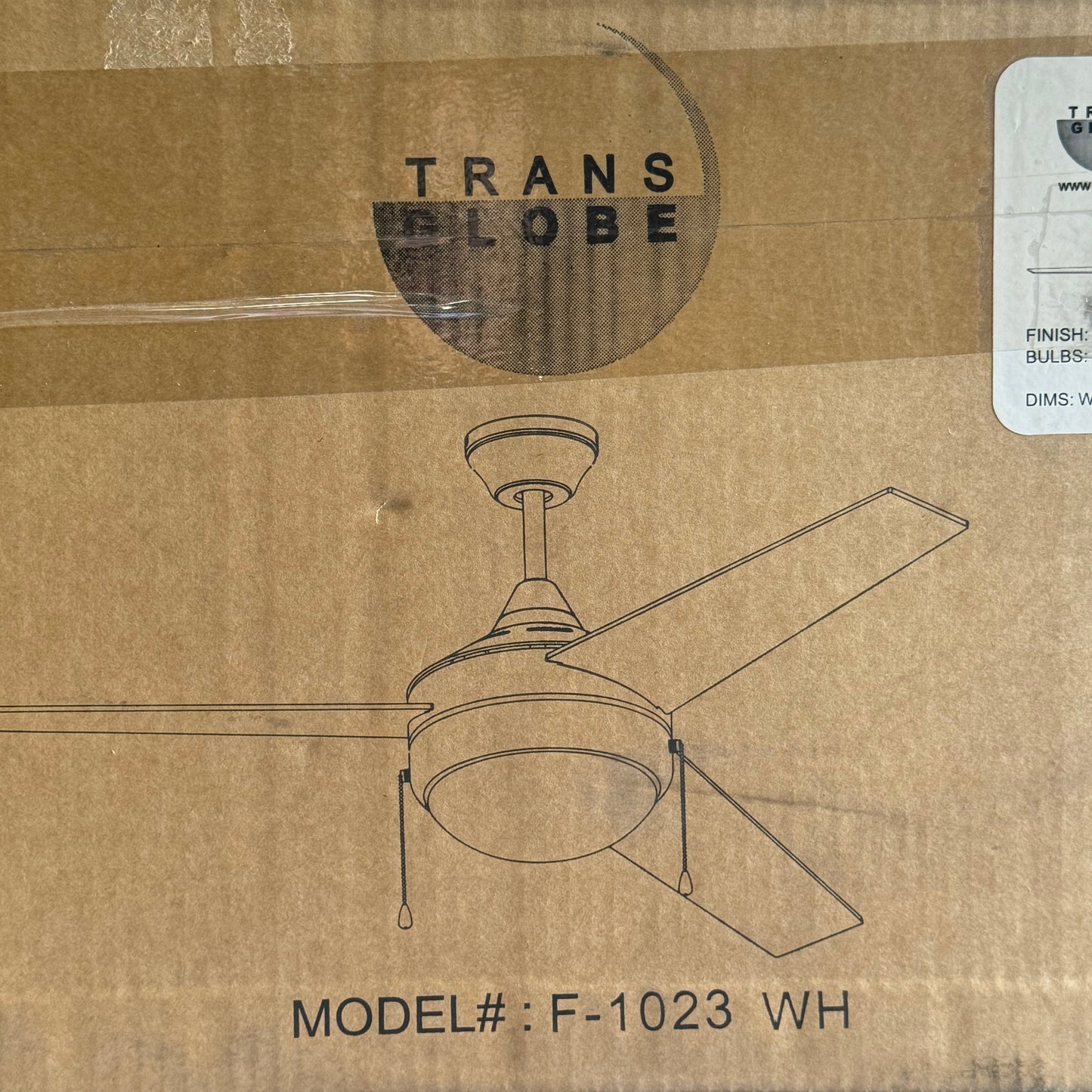 TRANS GLOBE 3-Blade Transitional Ceiling Fan 2 Light Cappleman Series F-1023 WH