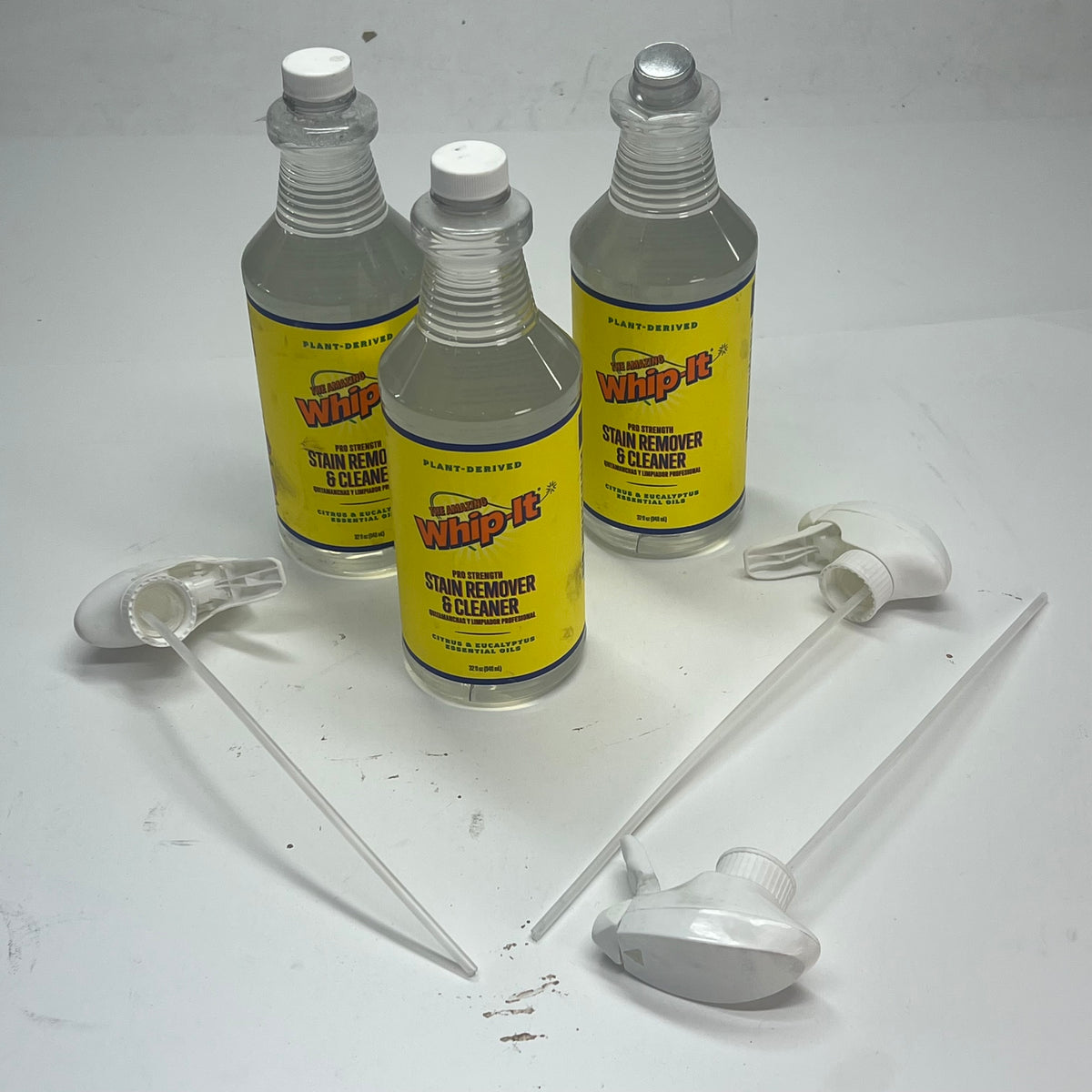 ZA@ WHIP-IT (3 PACK) Pro Strength Professional Plant Derived Stain Remover & Cleaner 32 fl oz (As-Is) Distressed Bottles