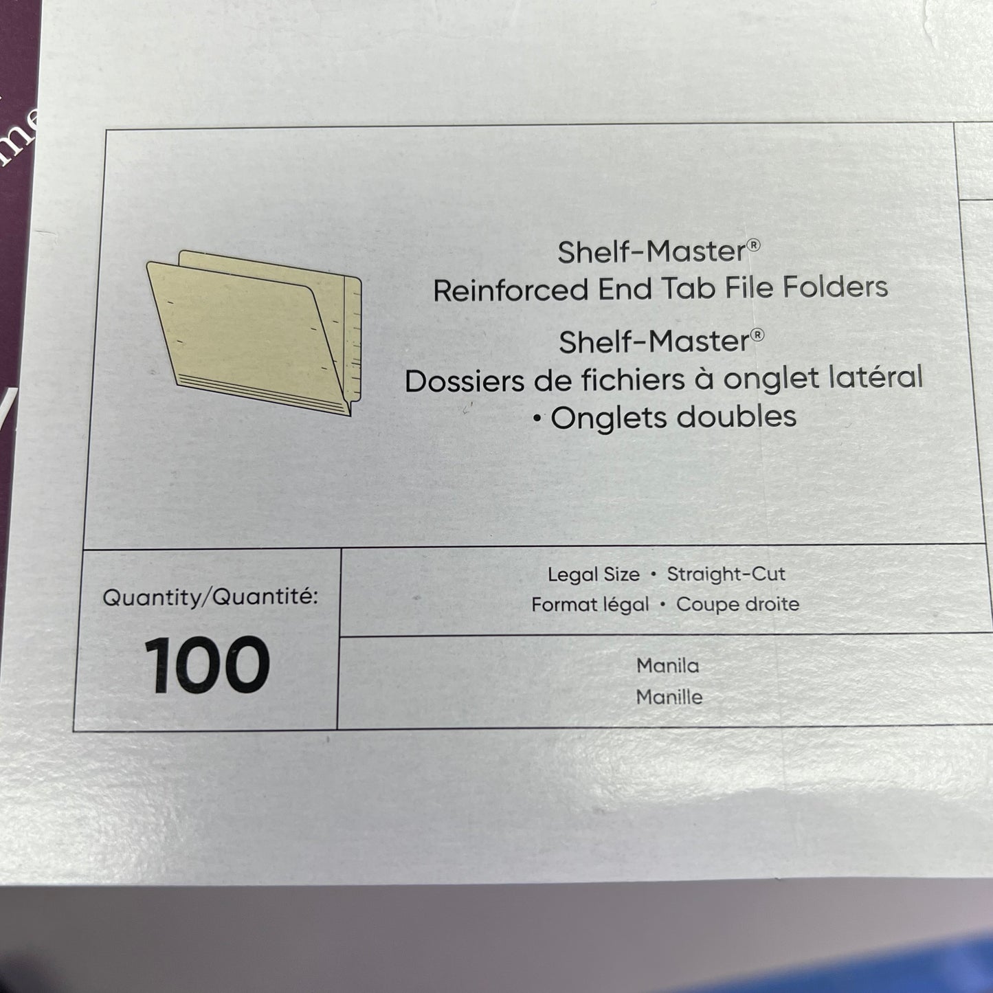 SMEAD (100 PACK) Shelf-Master End Tab File Folder Legal Sz Manila 27110