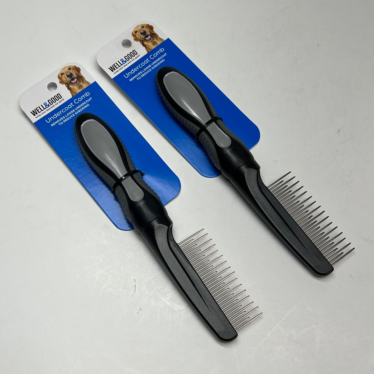 WELL & GOOD  (2 PACK) Undercoat Comb Removes Loose Undercoat Black 3495774
