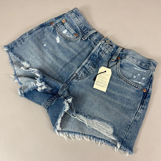 LEVIS 501 Original Fit High Rise Shorts Women's Sz 28 Vague Finish Medium Wash