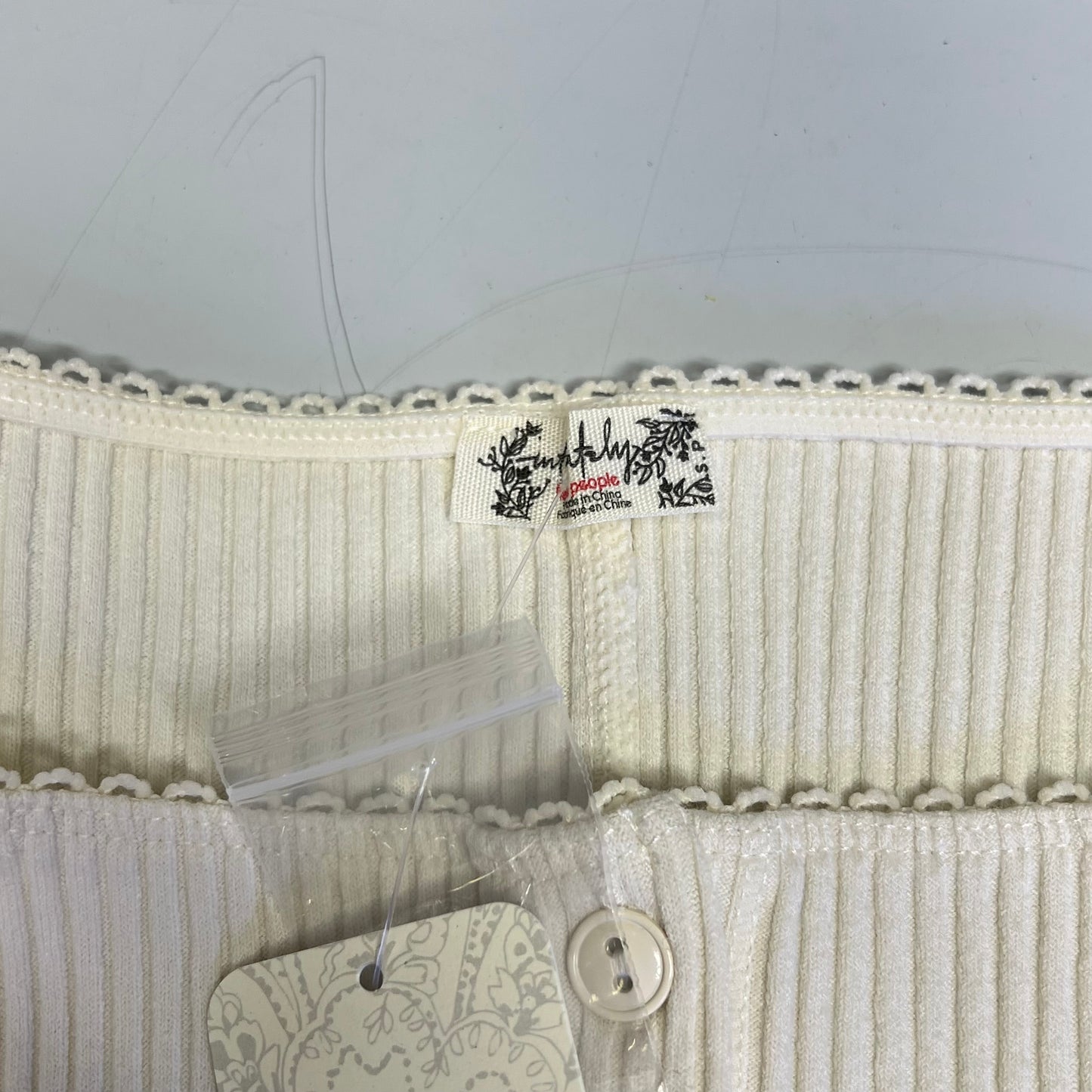 FREE PEOPLE Ribbed Cap Sleeve Most Wanted Cardi Women's Sz S Ivory 92736032