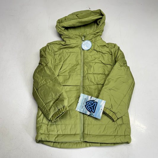WHALES TAIL Fleece Lined Hooded Full Zip Up Winter Coat  Boy's Sz 7 Forest Green