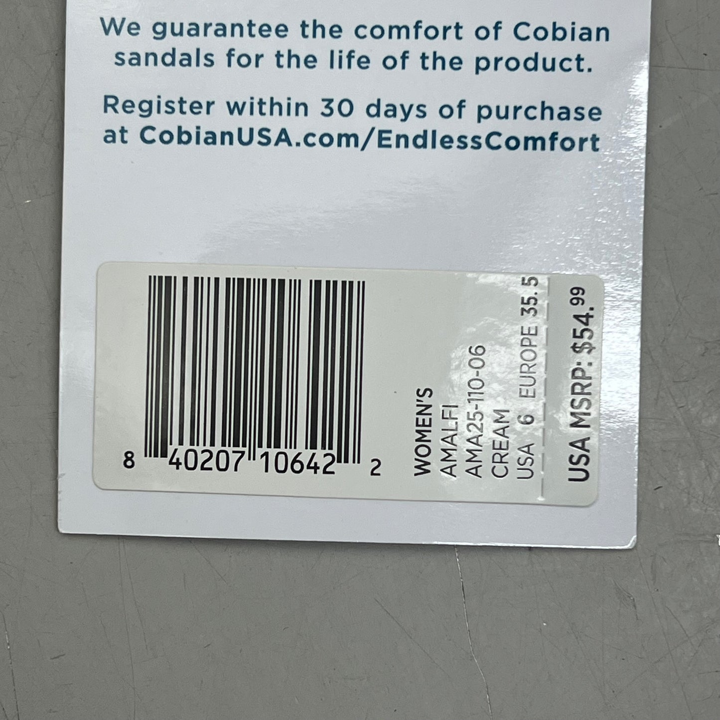 COBIAN Amalfi Synthetic Leather W/ Microfiber Lining Sandals Women's Sz 6, 35.5 EU Cream AMA25-110-6