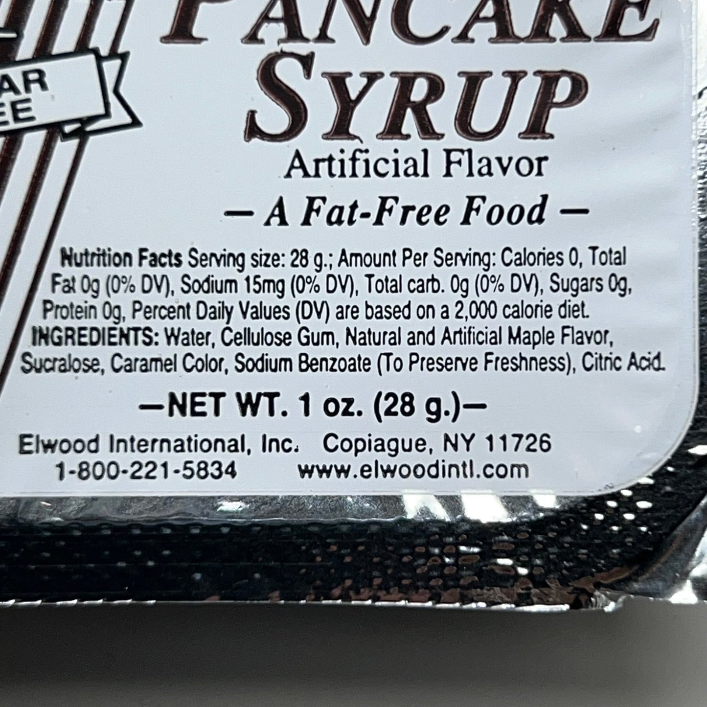 ZA@ ELWOOD Individual Pancake Syrup Cups Calorie Free 100 pack (1 oz) E