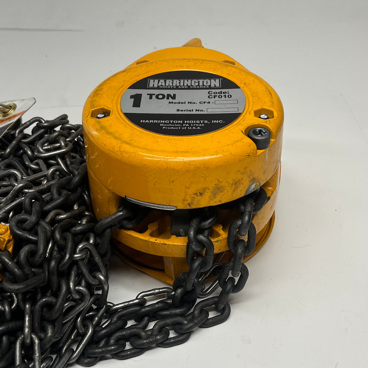 HARRINGTON HOISTS & CRANES Manual Hand Chain Hoist 20' 1-1/2 Ton Cap CF4 (Used)