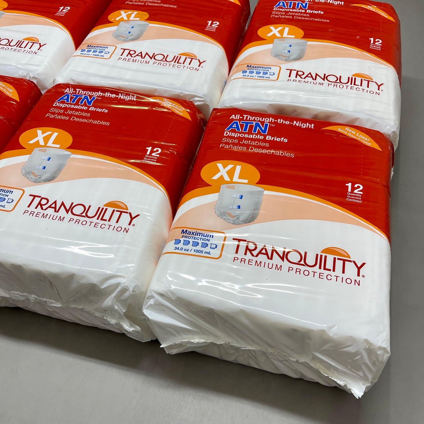 TRANQUILITY 72-PACK! All-Through-the-Night Disposable Briefs Sz XL 56" - 64" 2187 (New)