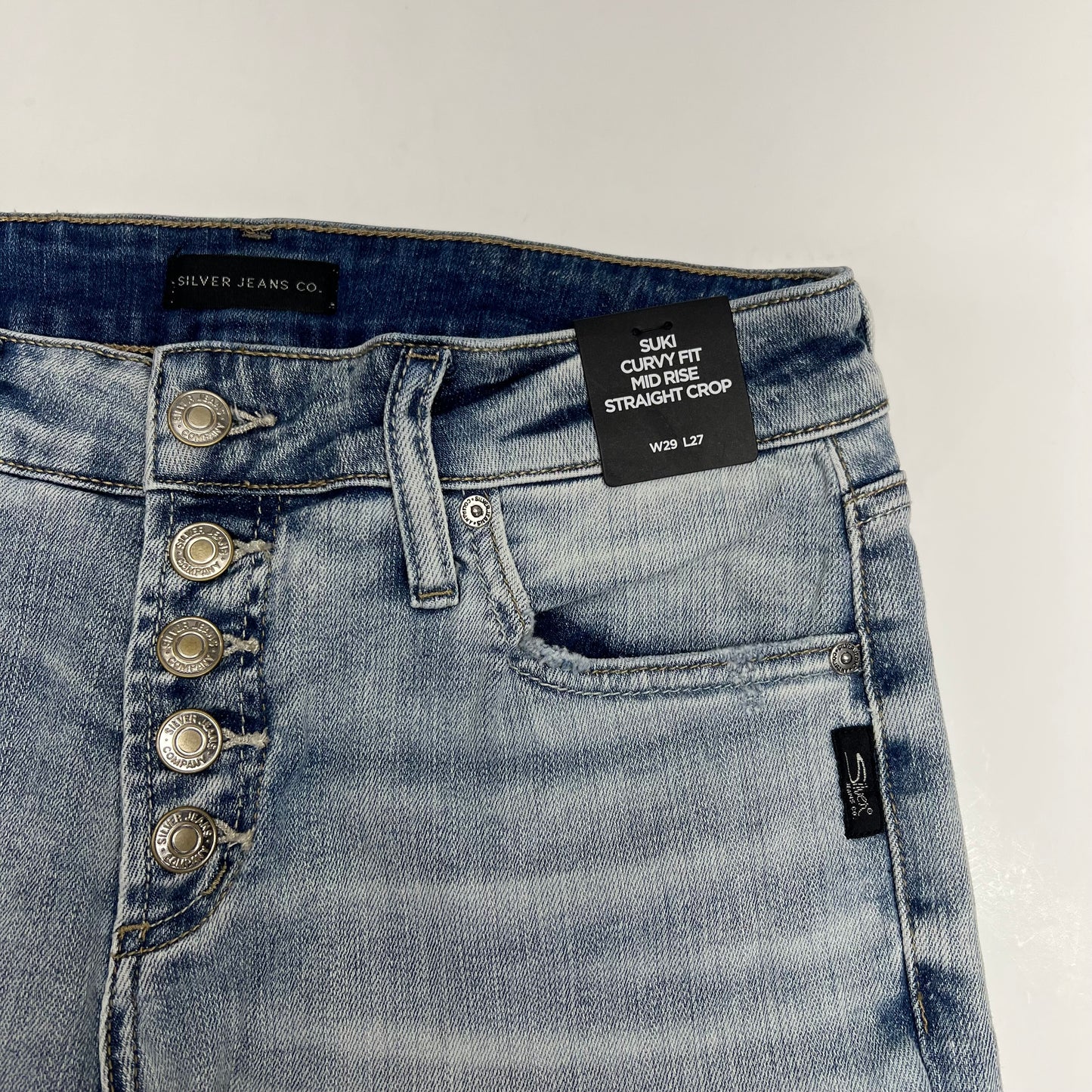 SILVER JEANS CO. Suki Curvy Mid Rise Straight Leg Jeans Women's Sz 29/27 Indigo