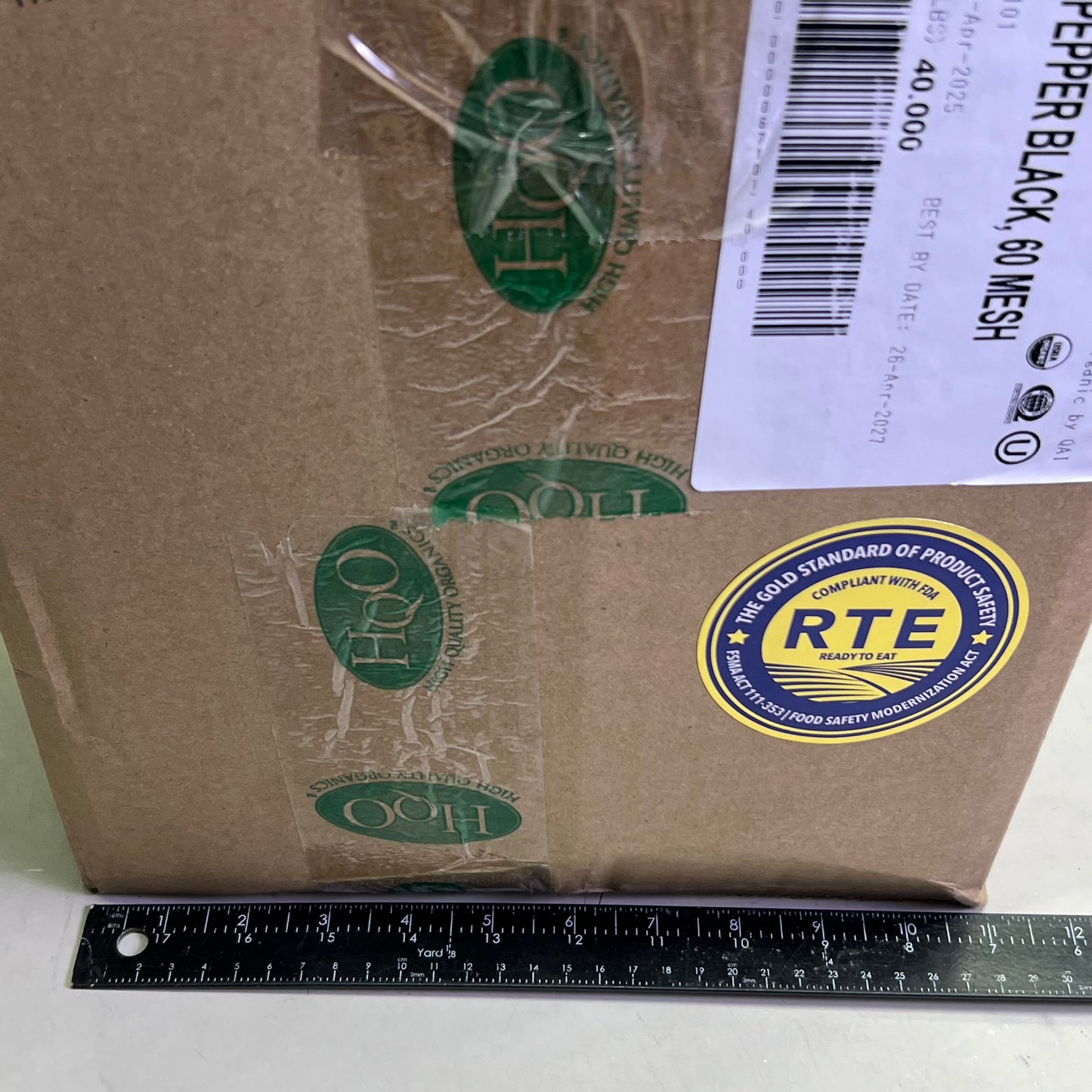 HQO (40 POUNDS) Organic Pepper Black, 60 Mesh BB 04/27