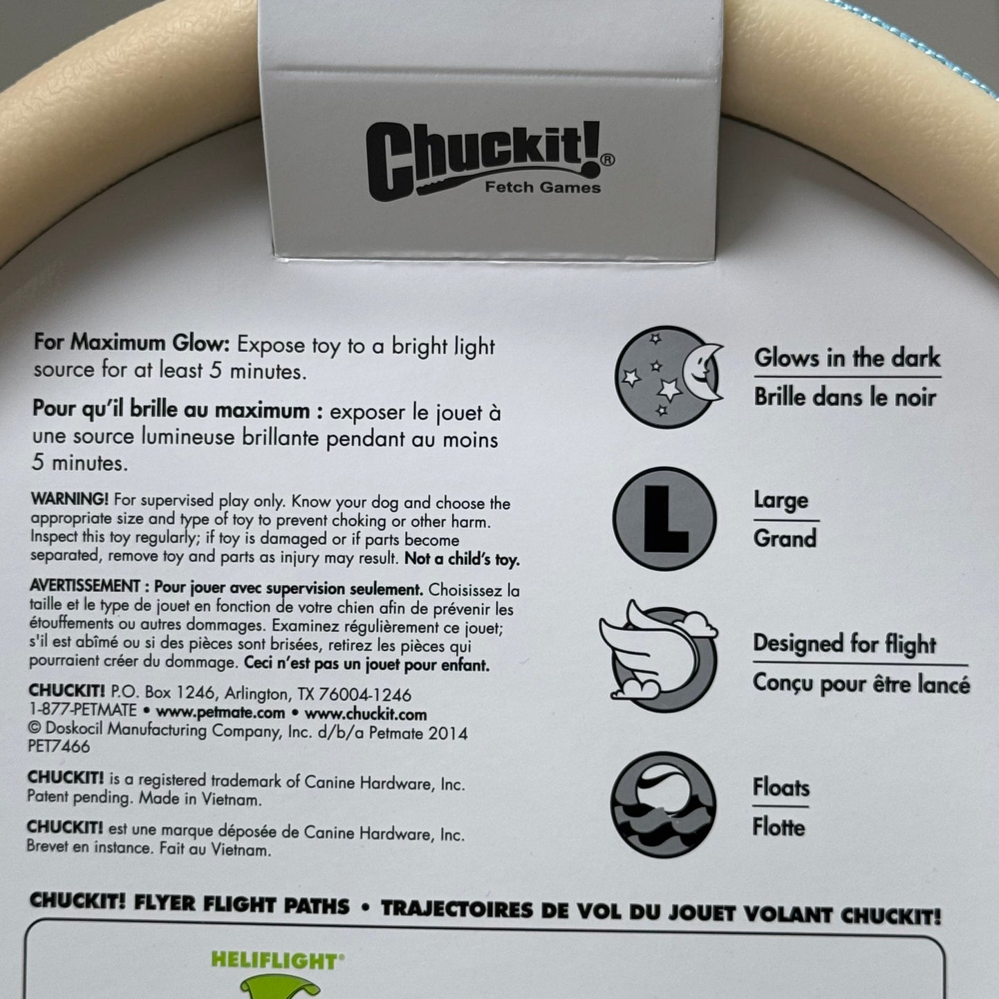 ZA@ CHUCKIT! Disc Max Glow-in-the-Dark Paraflight Floating Flyer Large Green/Blue 32302 B