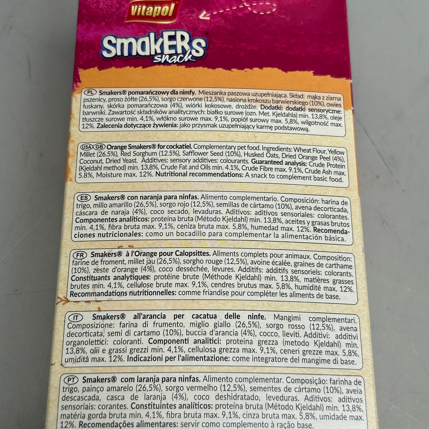 A&E CAGE COMPANY (2 Pack, 2PCS Each) Vitapol Smakers Snack Orange Flavor For Birds 3.17oz per Package
