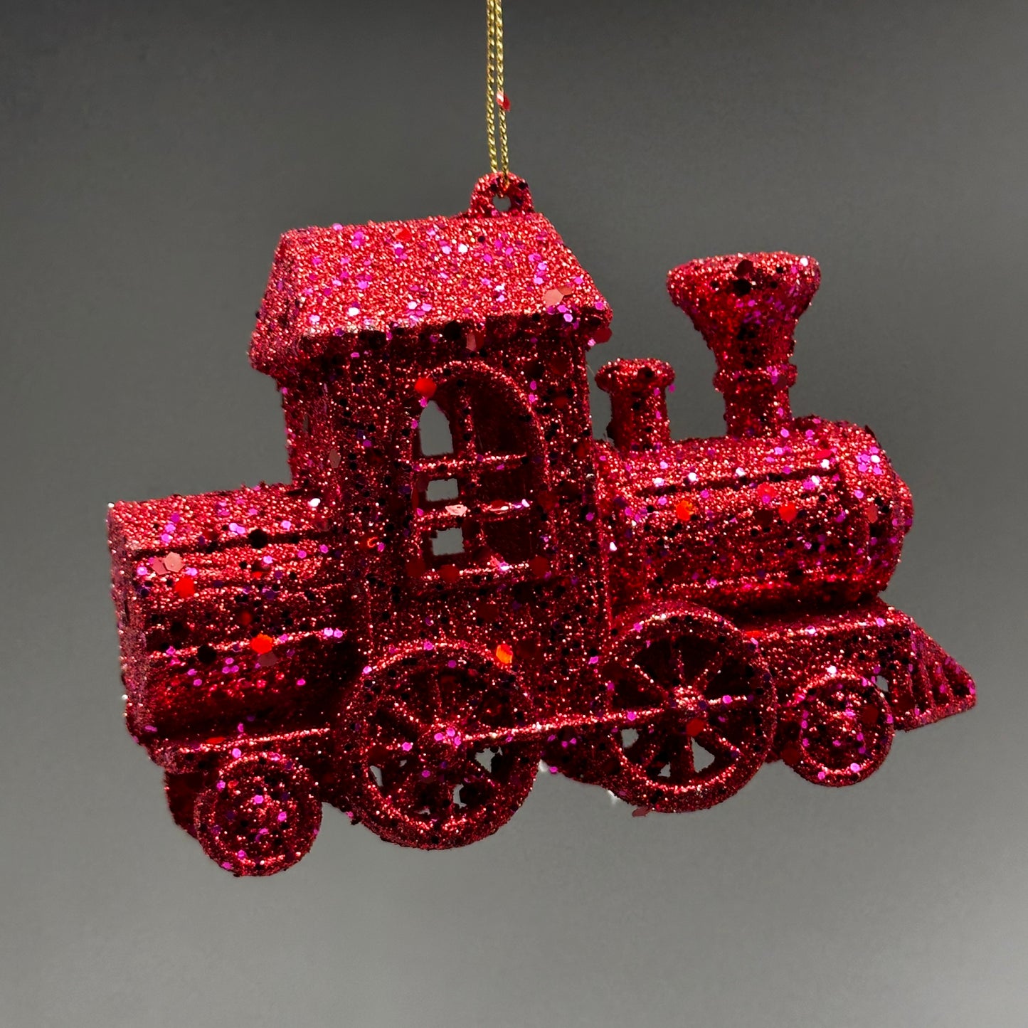 KURT S. ADLER Train Christmas Ornament Red Glitter 3.4“ T3628