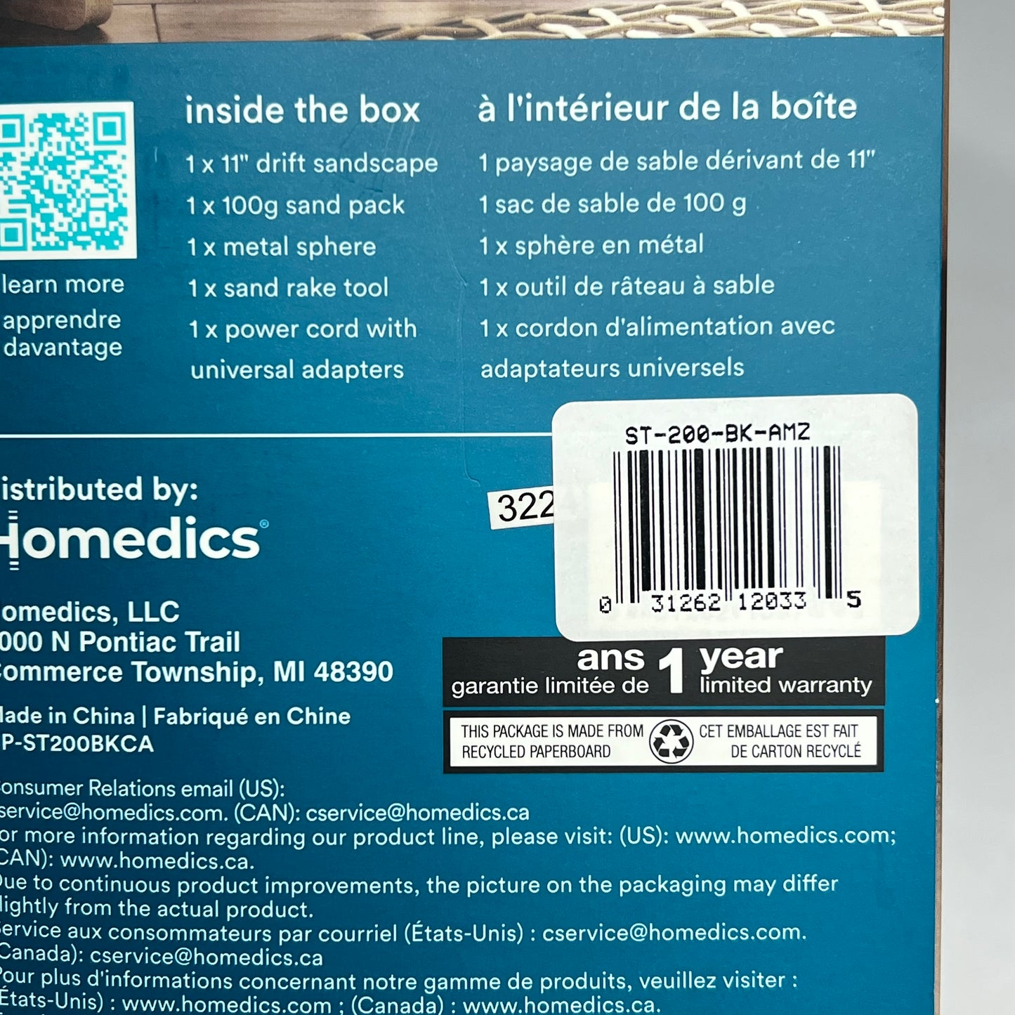 HOMEDICS Drift Midnight Sandscape w/ Smart Led Lighting 11" Black ST-200-BK-AMZ