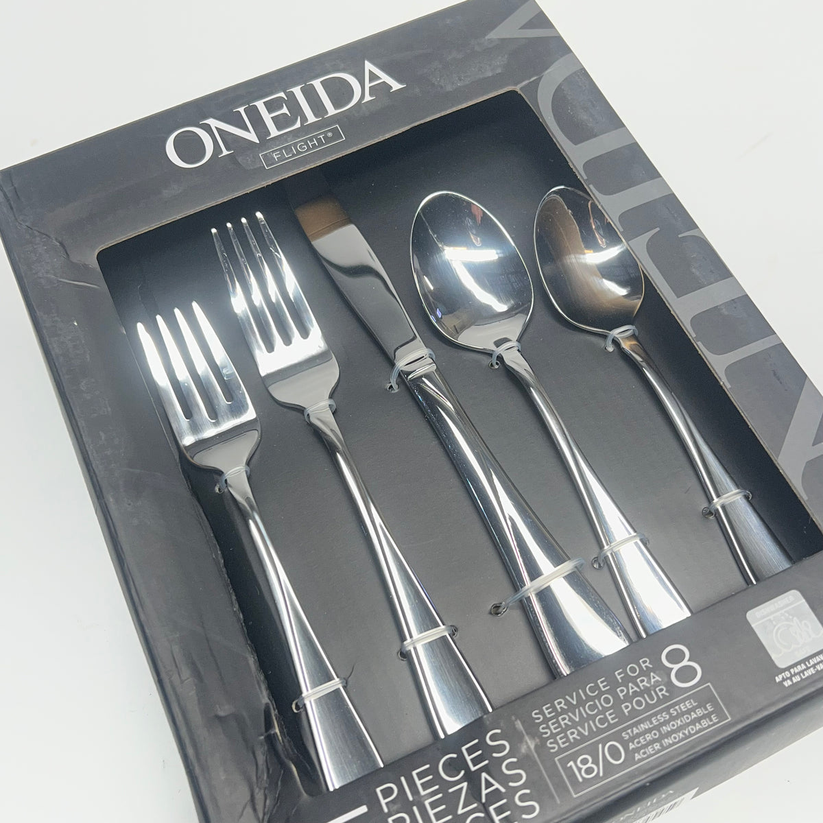 ONEIDA Flight Flatware Set For 8 Dishwasher Safe 45 Pieces 18/0 Stainless Steel