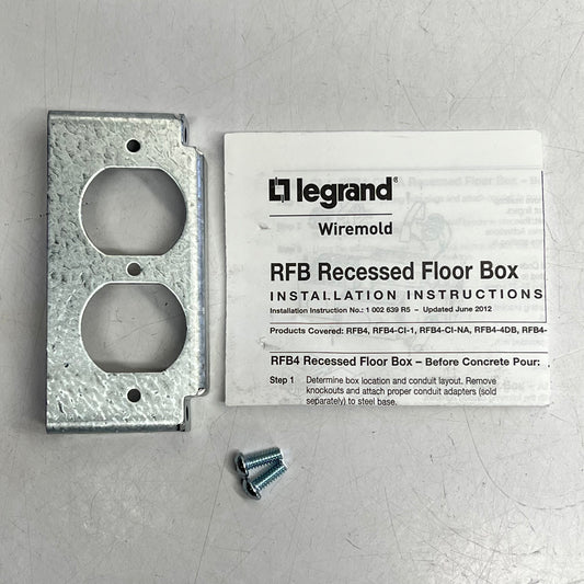 WIREMOLD Rfb4 Series Internal Duplex Bracket Standard 15 AMP & 20 Silver RFB-DR