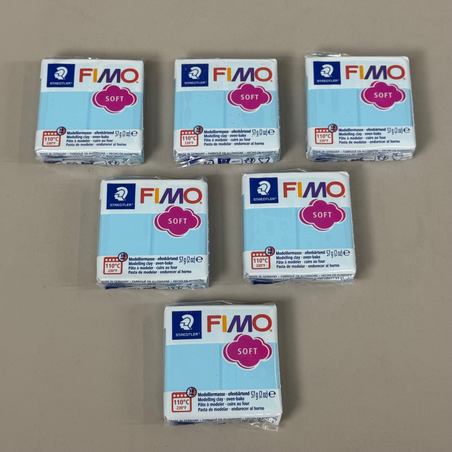 STAEDTLER (6 PACK)Fimo Soft 110 Degrees C Bake Modeling Clay 305 Aqua 2oz 8020