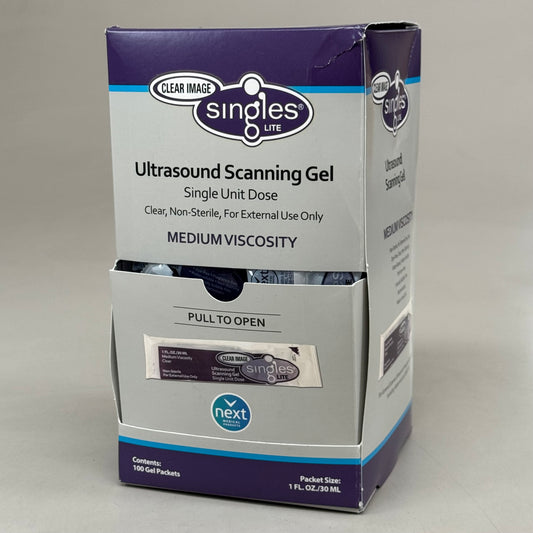 SINGLES  (100 Gel Packets) Medium Viscosity Ultrasound Scanning Gel  1fl oz per packet (New Other- Slight Damage To Package)