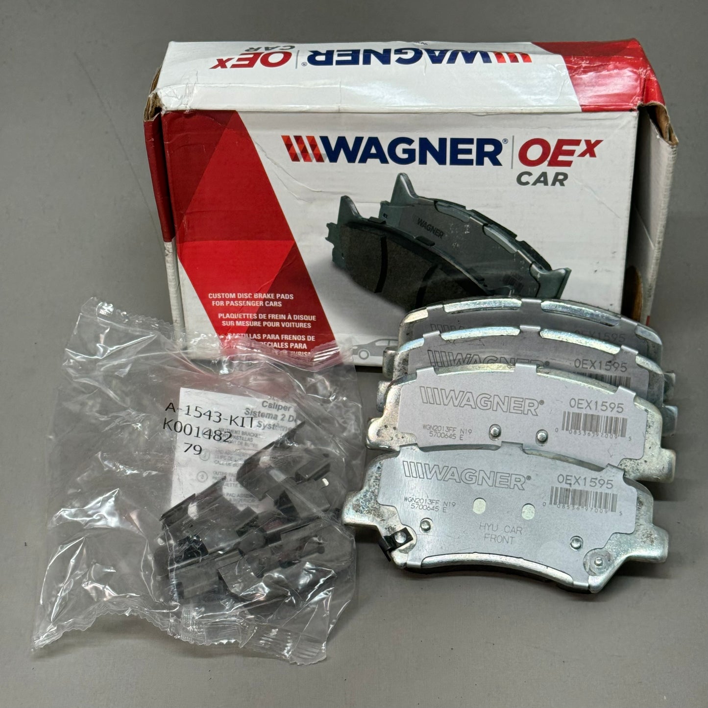 WAGNER OEx Ceramic Disc Brake Pad Set 5" x 2" Grey OEX1595