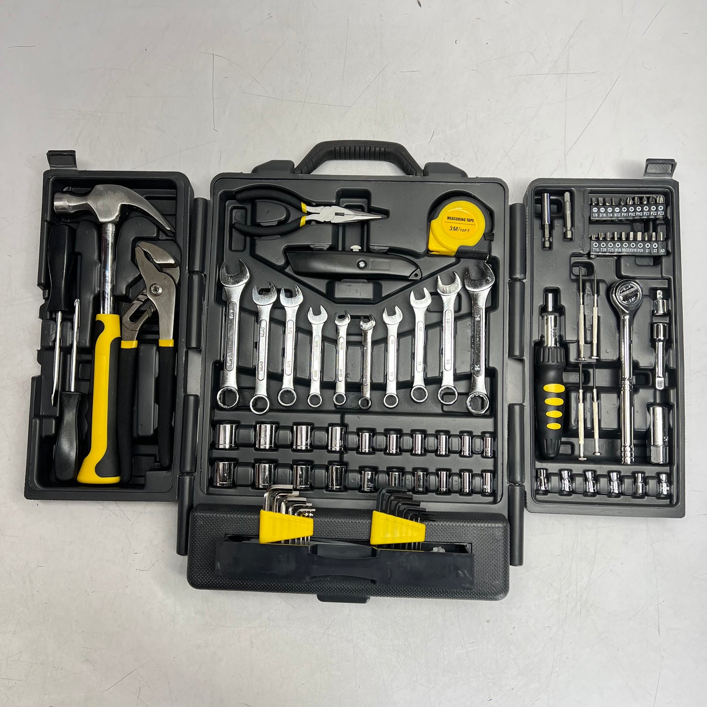 ULINE (121 PIECE) Home Tool Set In Wall Mountable Case Black/Yellow H-706