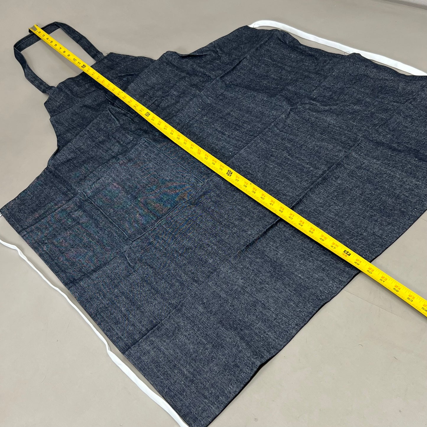 (4 Pack) Tubular Tie 100% Cotton Multi-Pocket Denim Jean Style Apron OSFM Blue