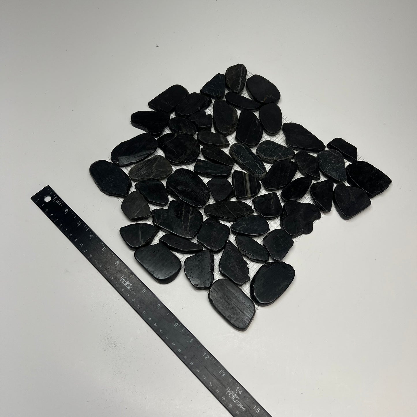 ZA@ (5 PACK) Sliced Pebble Mosaic Tile 12"x12" Black