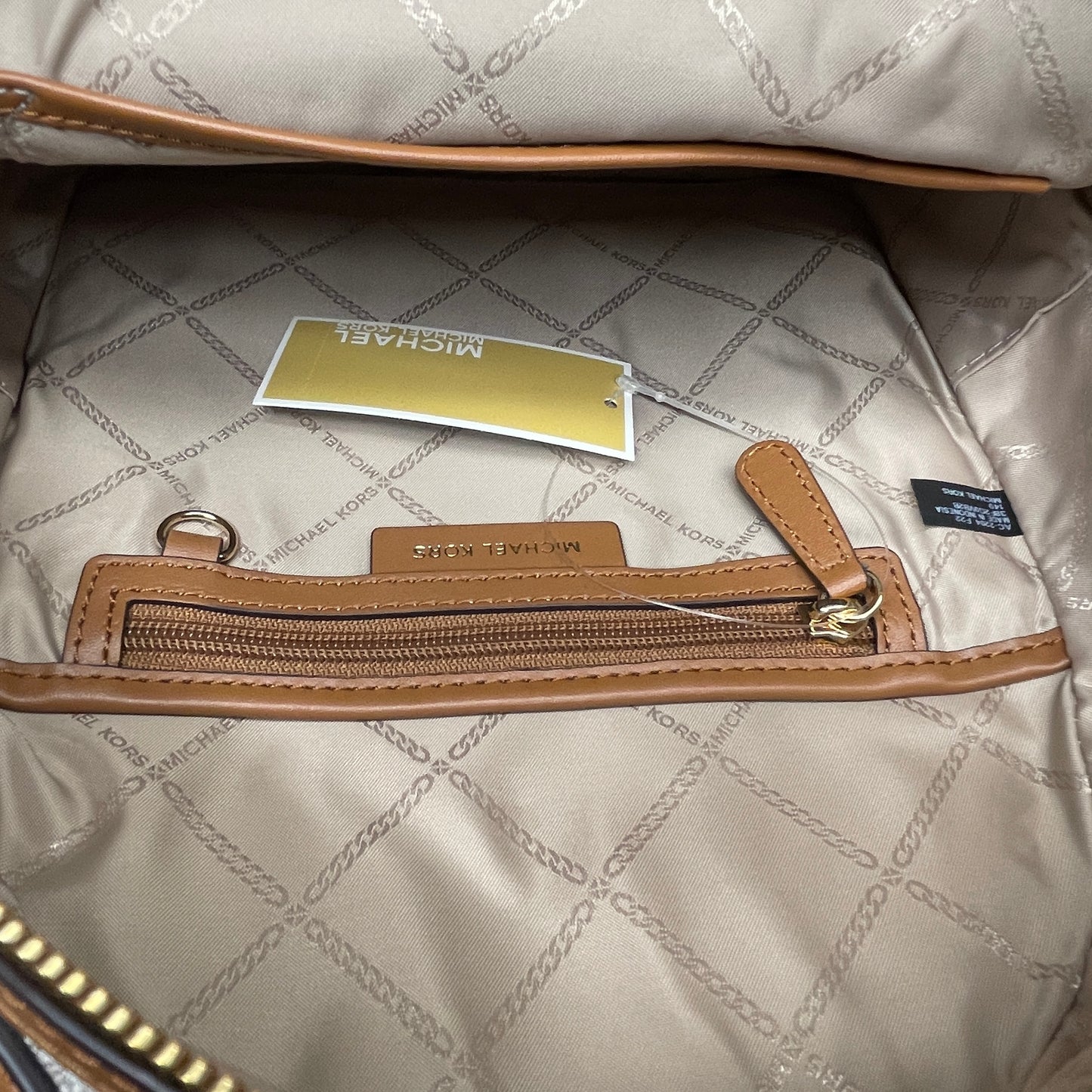 MICHAEL KORS Valerie Backpack Purse Vanilla / Acorn 38F2G9VB2B