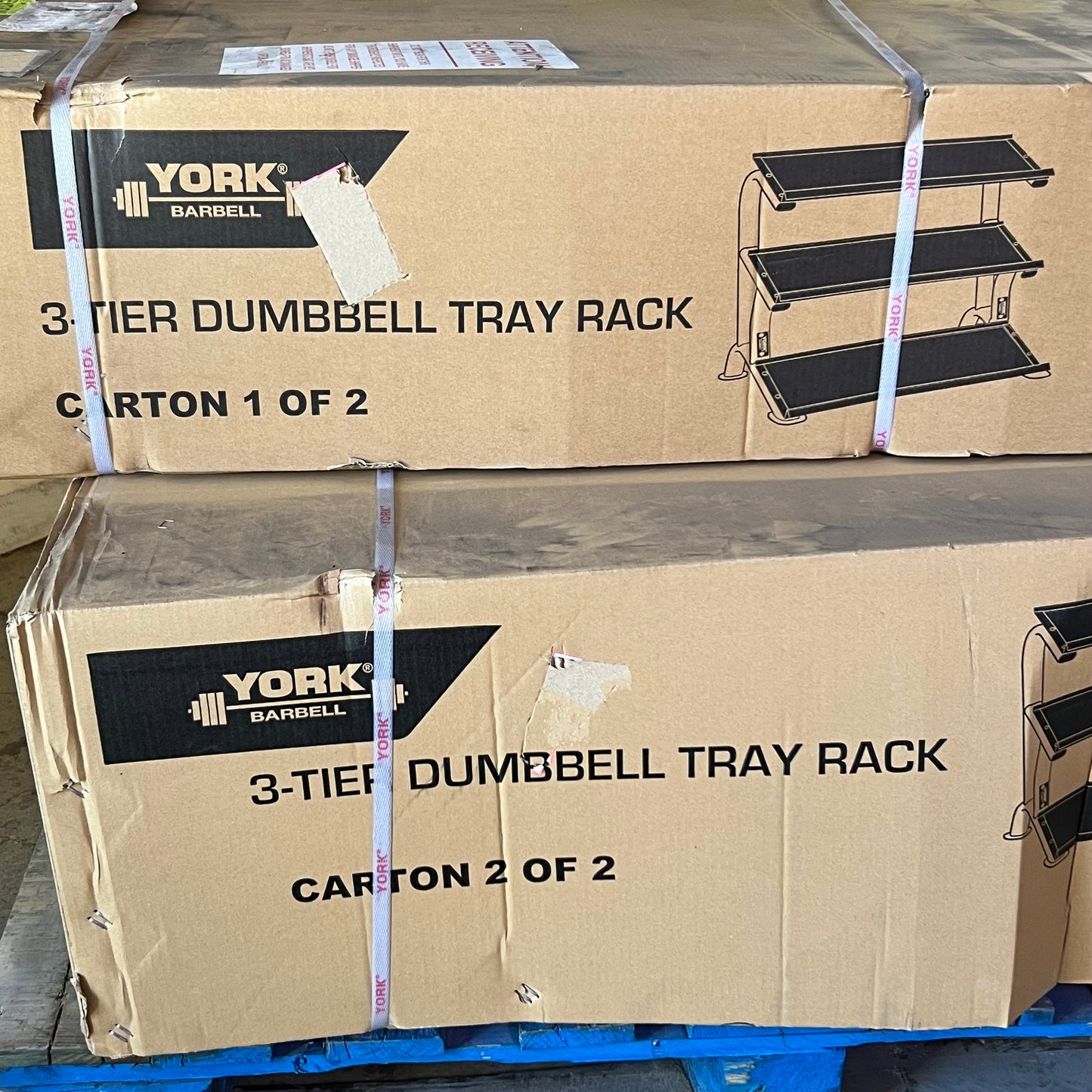 York Barbell 3 Tier Dumbbell Tray Rack 57" L x 33.5" W x 34.5" H Black 69049