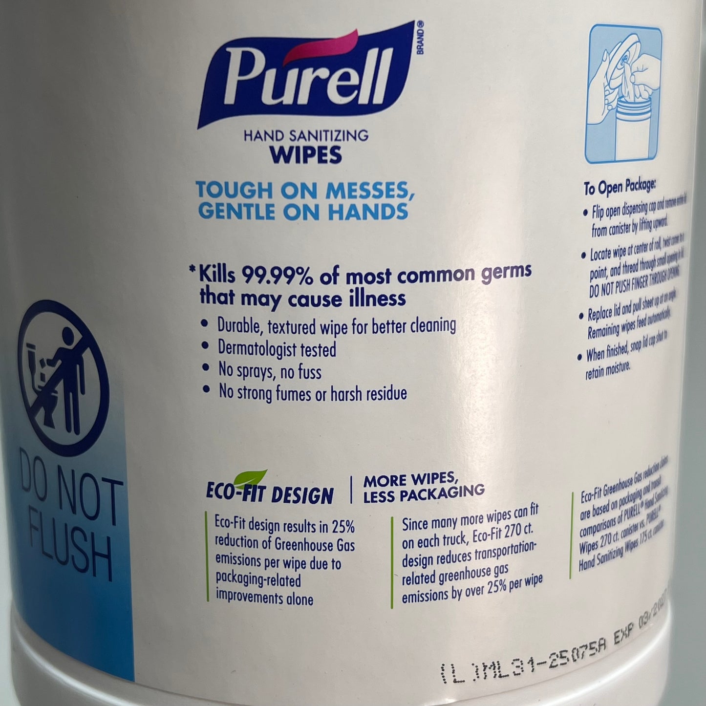 PURELL (2 PACK, 270 EACH) Hand Sanitizing Wipes Fresh Citrus Scent BB 03/27