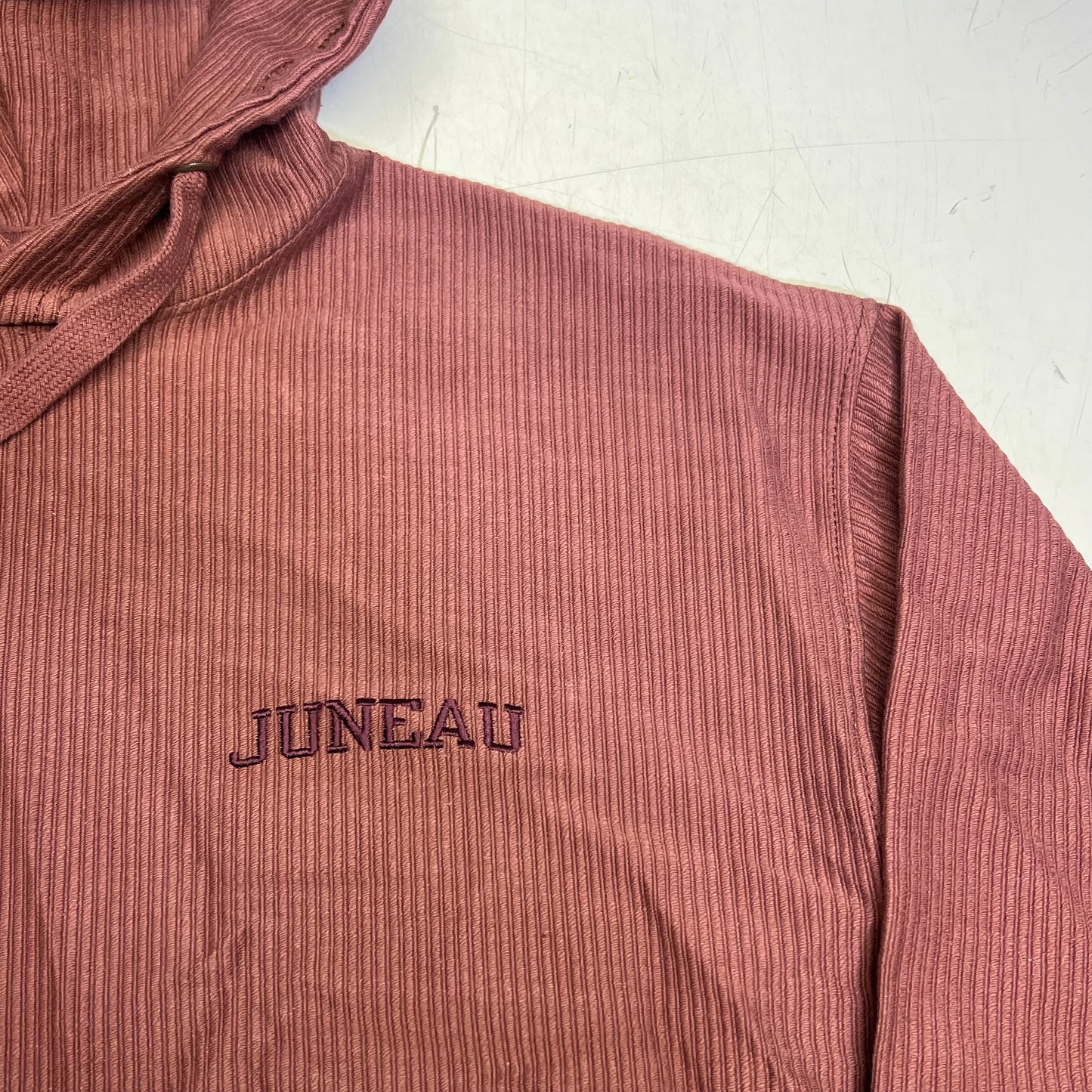 OUTFITTER TRADING CO Juneau Alaska Ribbed Souvenir Hoodie Women's Sz S Maroon