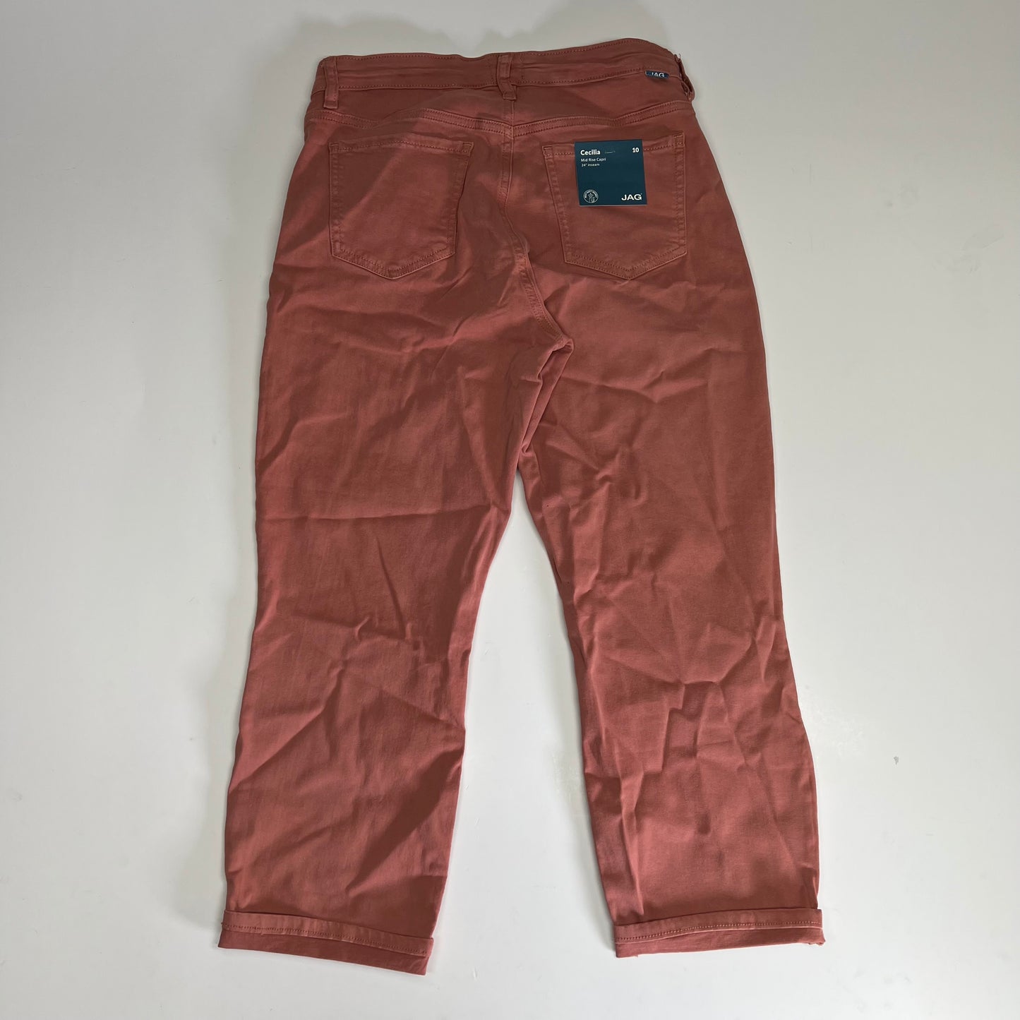 JAG Cecilia Capri Pants Super Stretch Twill Fabric Mid Rise Women's Sz 10 Salmon