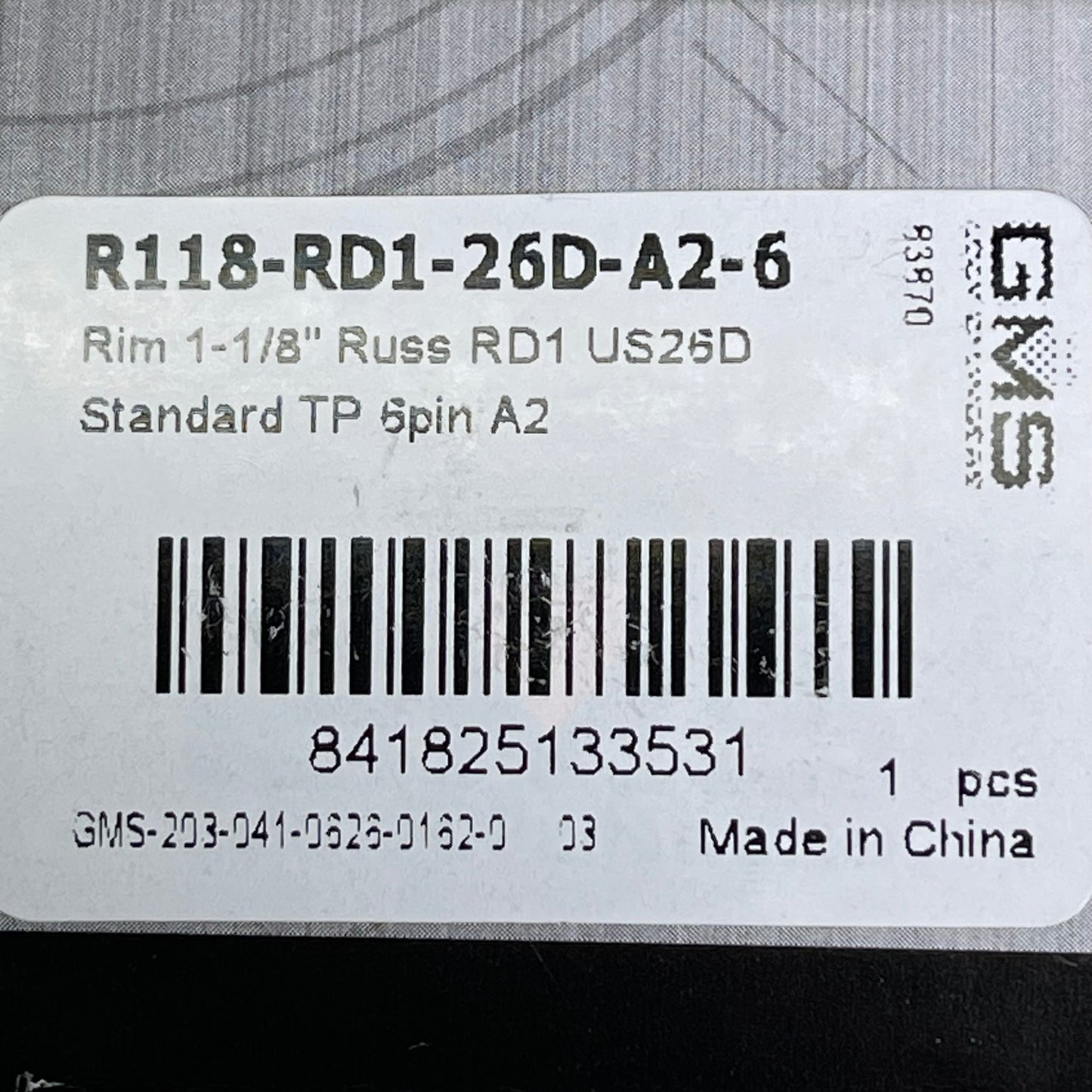 GMS (2-PACK) Russwin Lock Cylinders 1-1/8" Satin Chrome 6 Pin R118-RD1-26D-A2-6