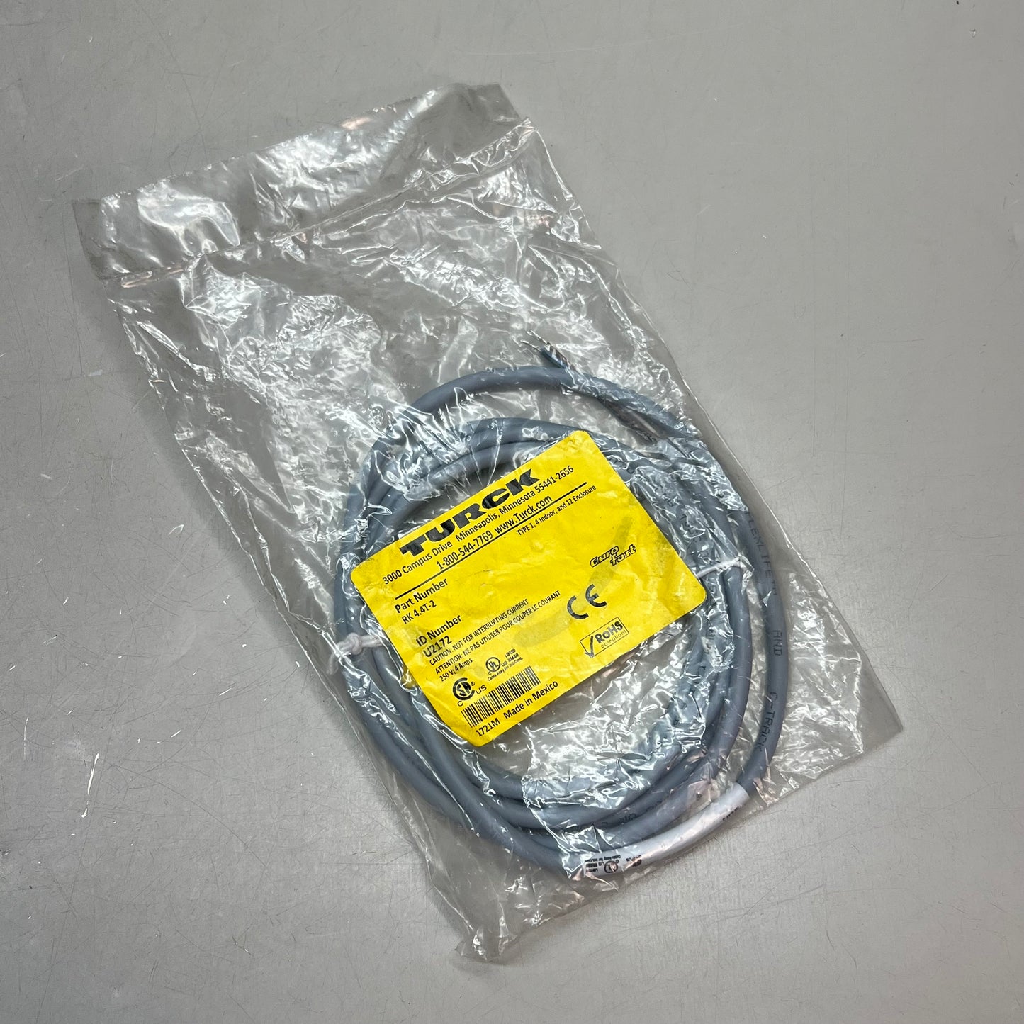 TURCK Actuator & Sensor Cable Instrumentation Tray M12, Female & 4-pin RK 4.4T-2