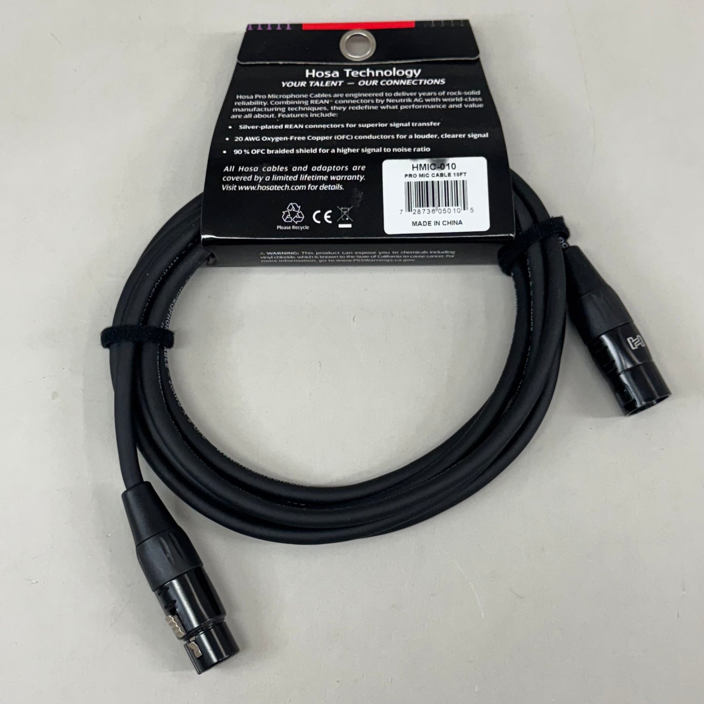 HOSA TECHNOLOGY Pro Series Microphone Cable 10 ft Black HMIC-010