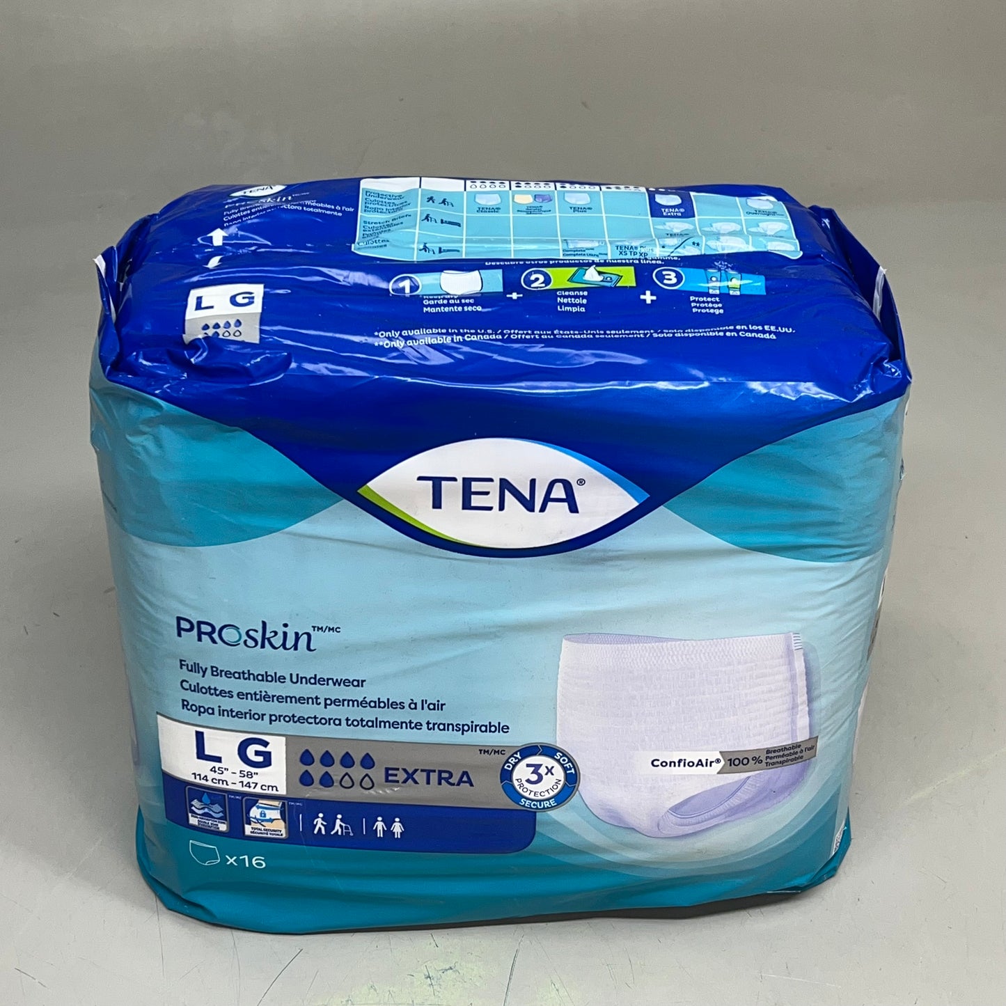 TENA (2 PACK) Proskin Fully Breathable Adult Diaper Unisex Sz L White 37959-10