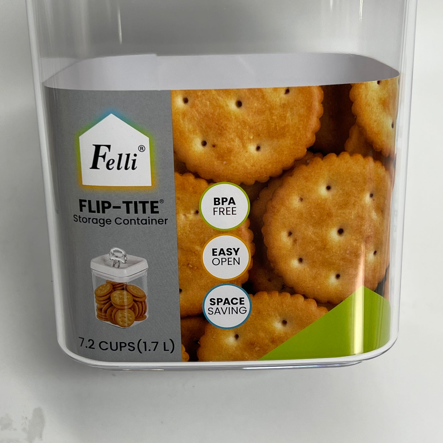 FELLI  (3 PACK) Flip Tite Storage Containers Set 1.7 L White/Clear NLQ507A-060