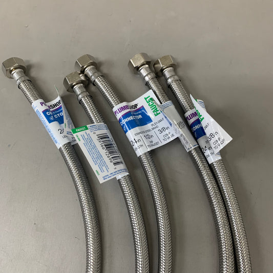 PLUMBSHOP (5 PACK)Faucet Connector Stainless Steel Braid 3/8" Compression x 1/2"FIP PLS1-12AF