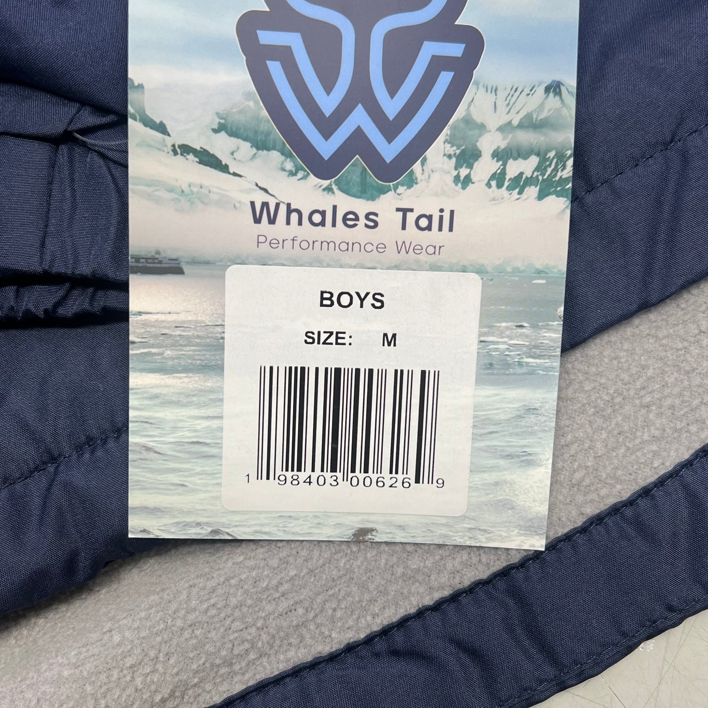 WHALES TAIL PERFORMANCE WEAR Fleece Lined Windbreaker Jacket Boys Sz M Navy Blue