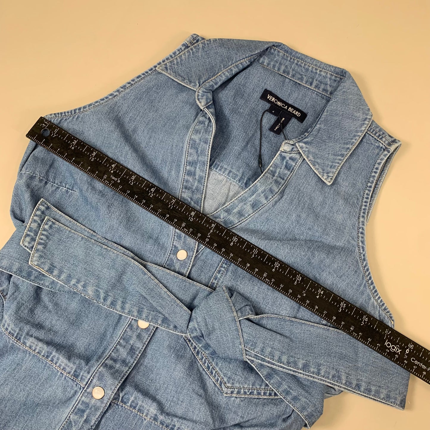 VERONICA BEARD Jeans Edwina Sleeveless Midi Dress Sz-4 Iceberg J24067101287IC