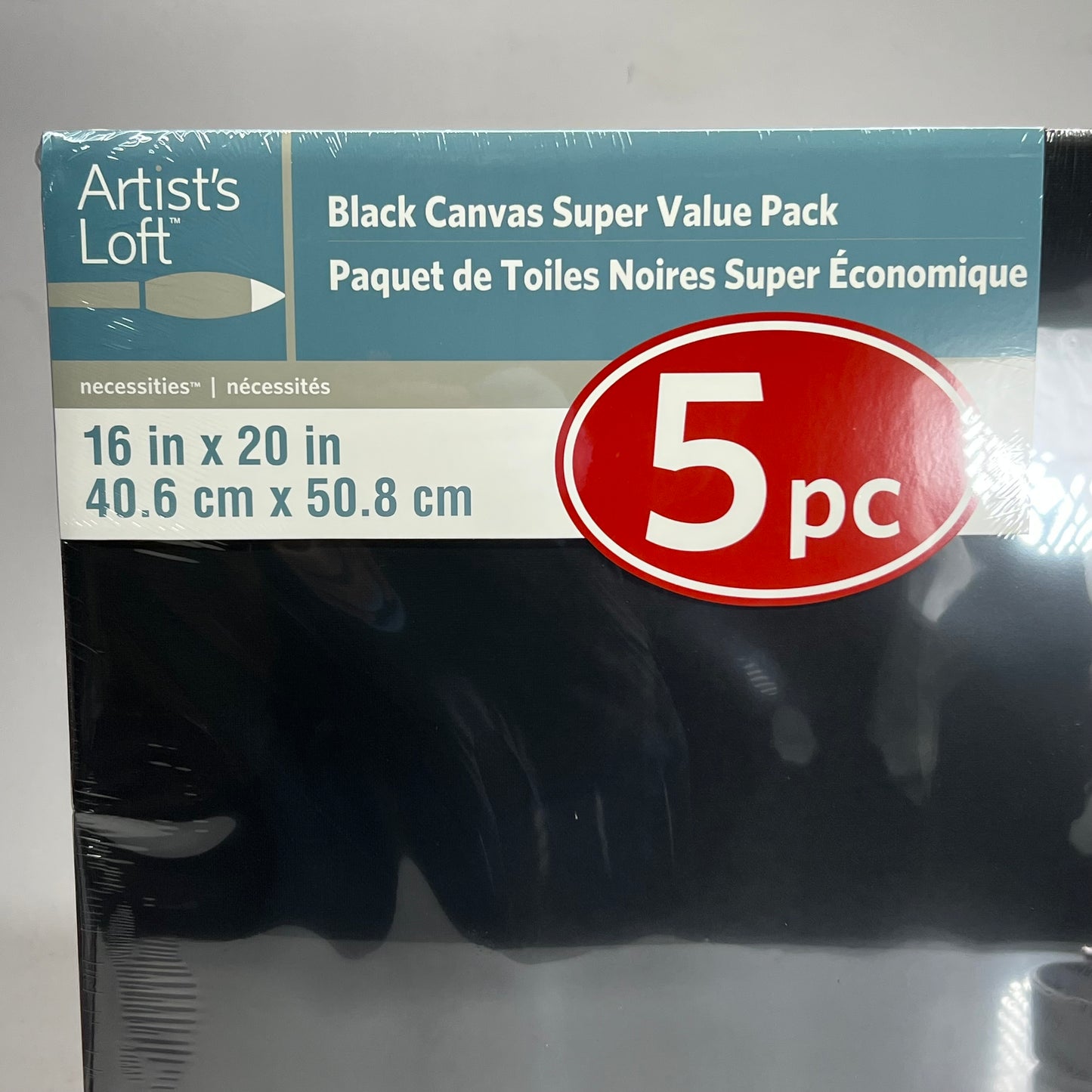 ARTIST'S LOFT (5 PACK) Black Canvas Super Value Pack Sz 16" x 20" 574552