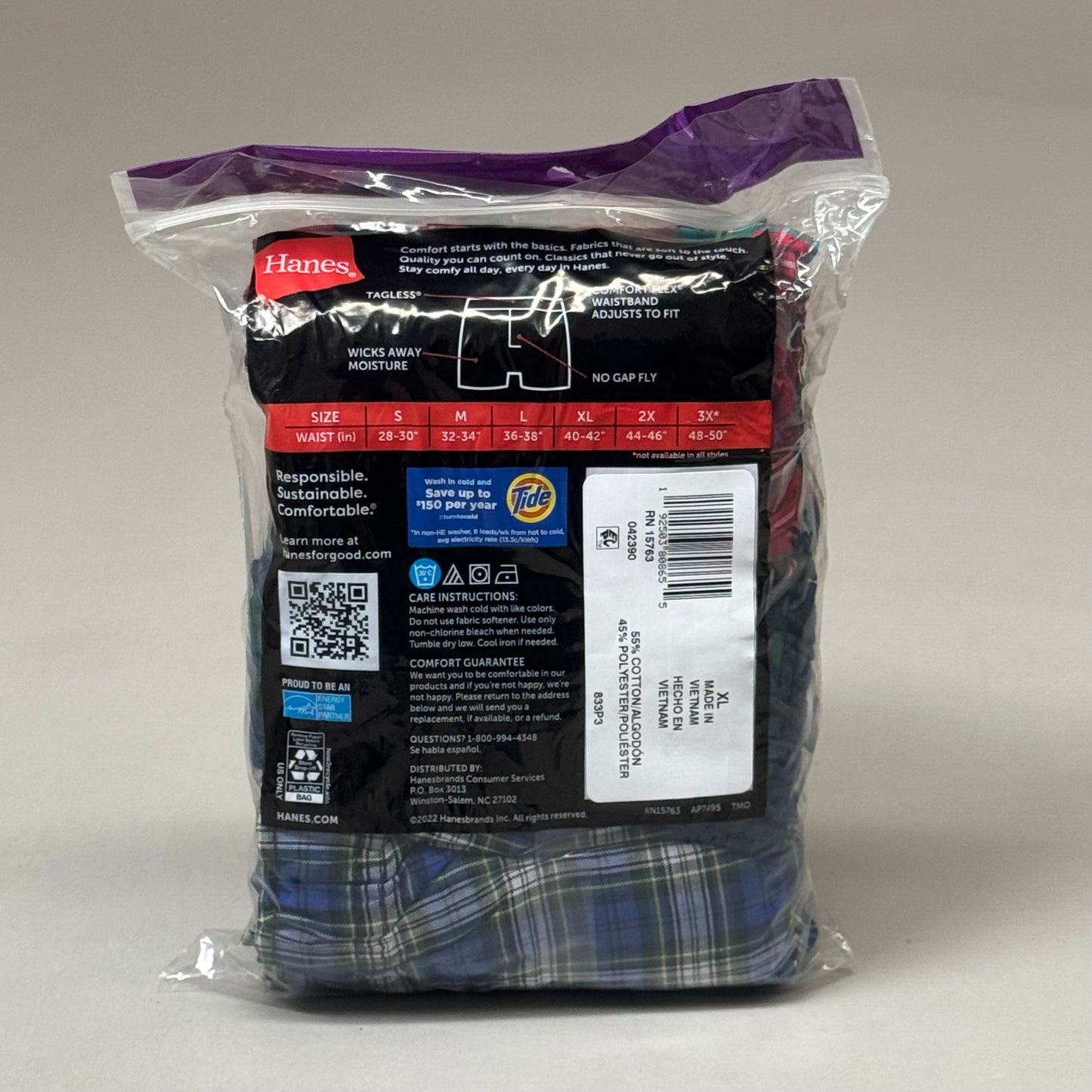 HANES (3 PACK) Men's Cool Comfort Boxer Briefs Sz XL 40-42" Blue/Red/Grey 042390