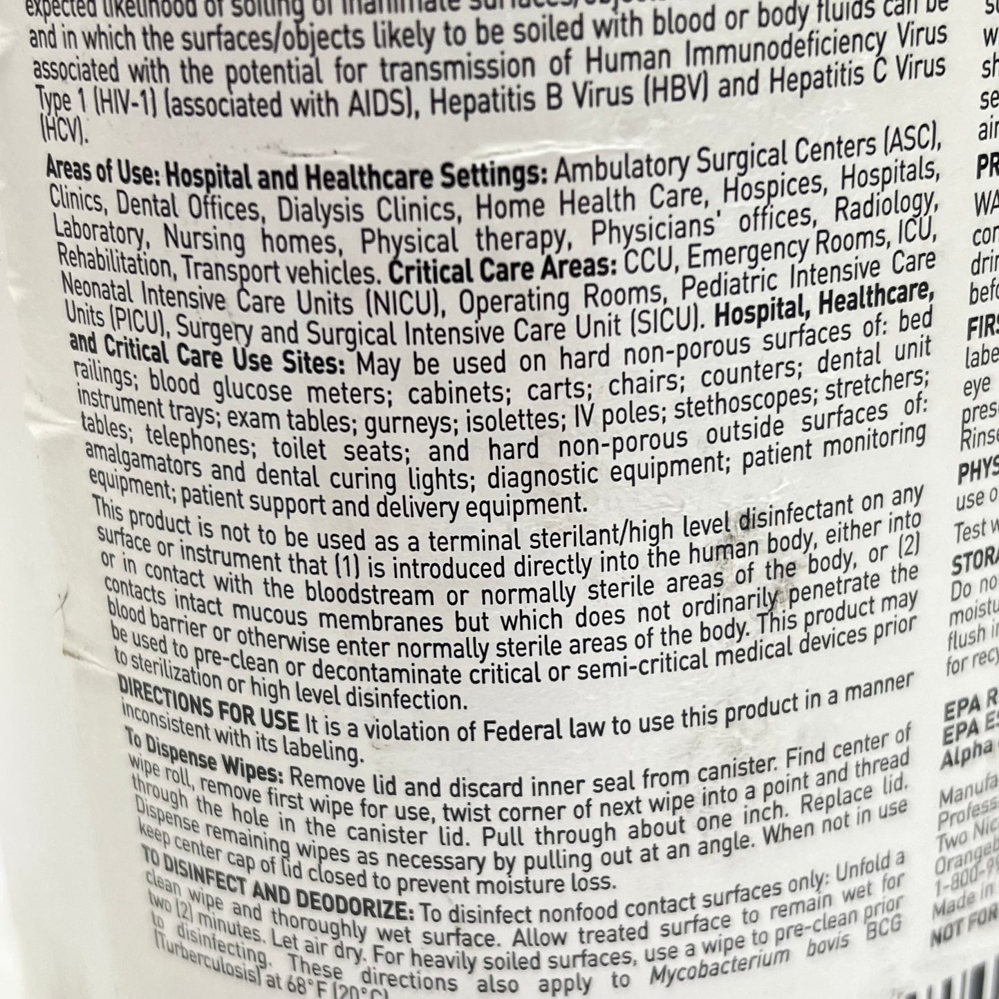 ZA@ PDI (11 PACK) Super Sani-Cloth Large Wipes 160ct Each BB 04/2025 (As-Is Dirty/Dented)