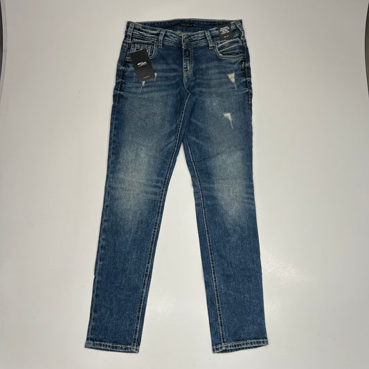 SILVER JEANS CO. Girlfriend Mid Rise Skinny Leg Jeans Women's Size 30/29 Indigo