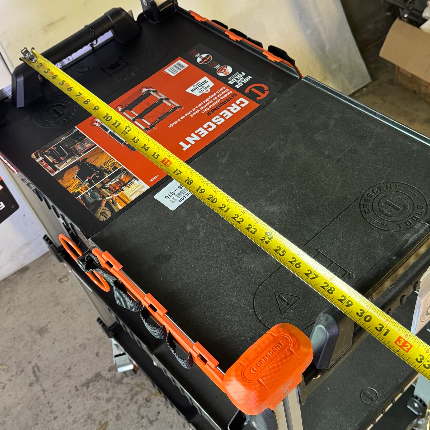 CRESCENT Folding Jobsite Cart Sz 29.5"L x 18"W x 42"H, Black & Orange ATG-9785