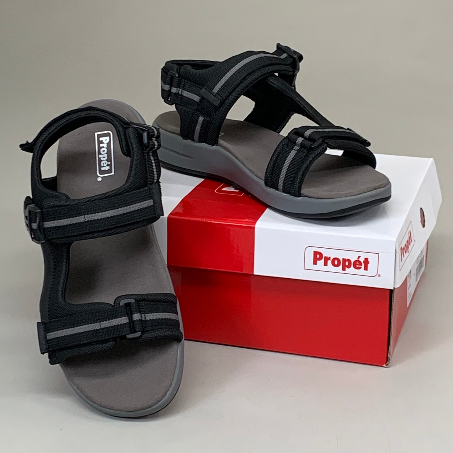 PROPET Eli Comfort Sandals XX(5E) Men's SZ 11 Black/Grey MSV031NBGRE-11